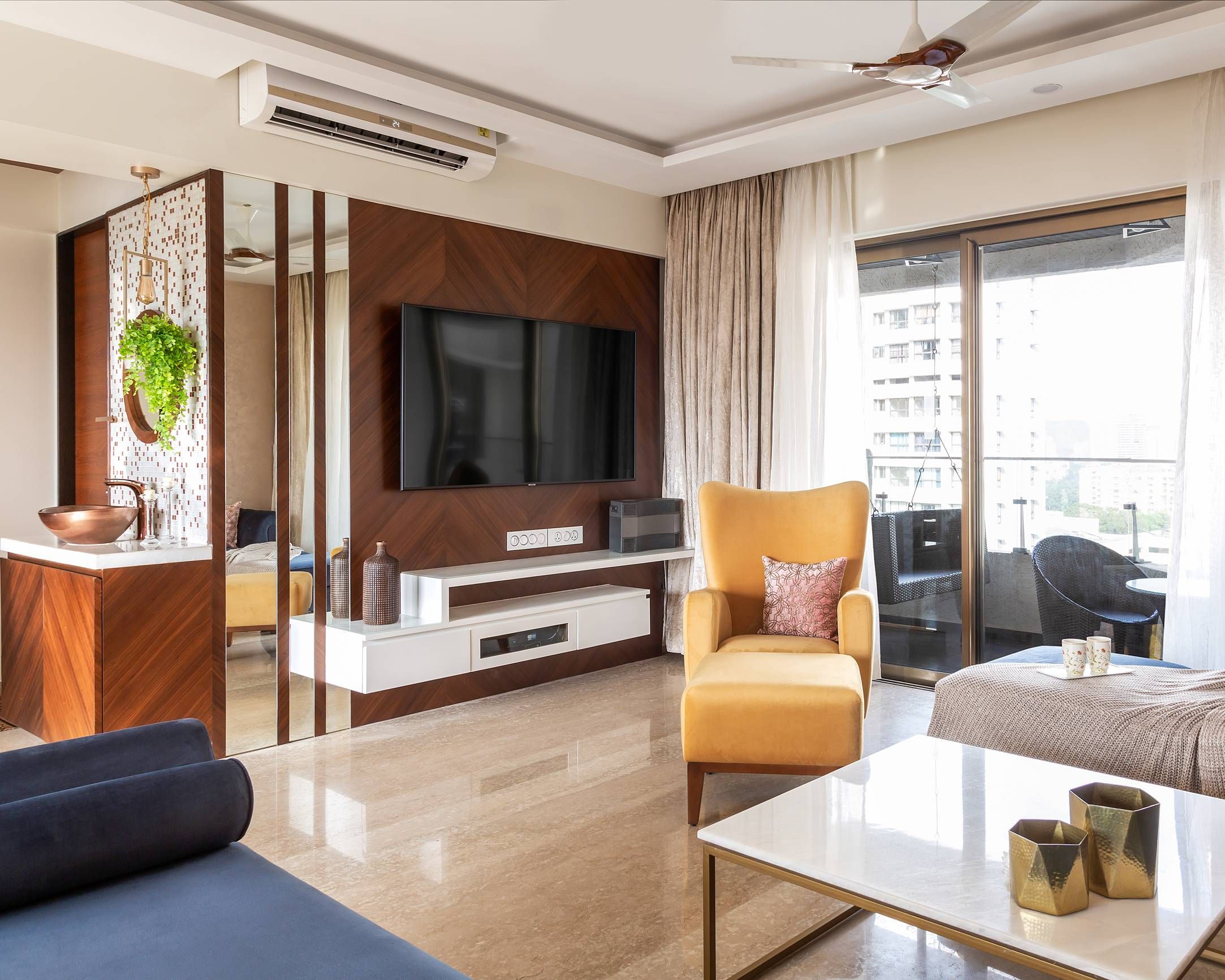 Modern wooden TV unit with storage
