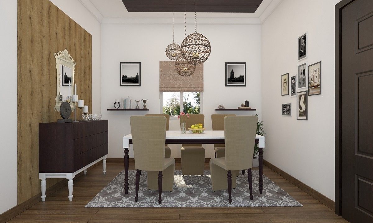 White And Cream 6-Seater Dining Room Design | Livspace