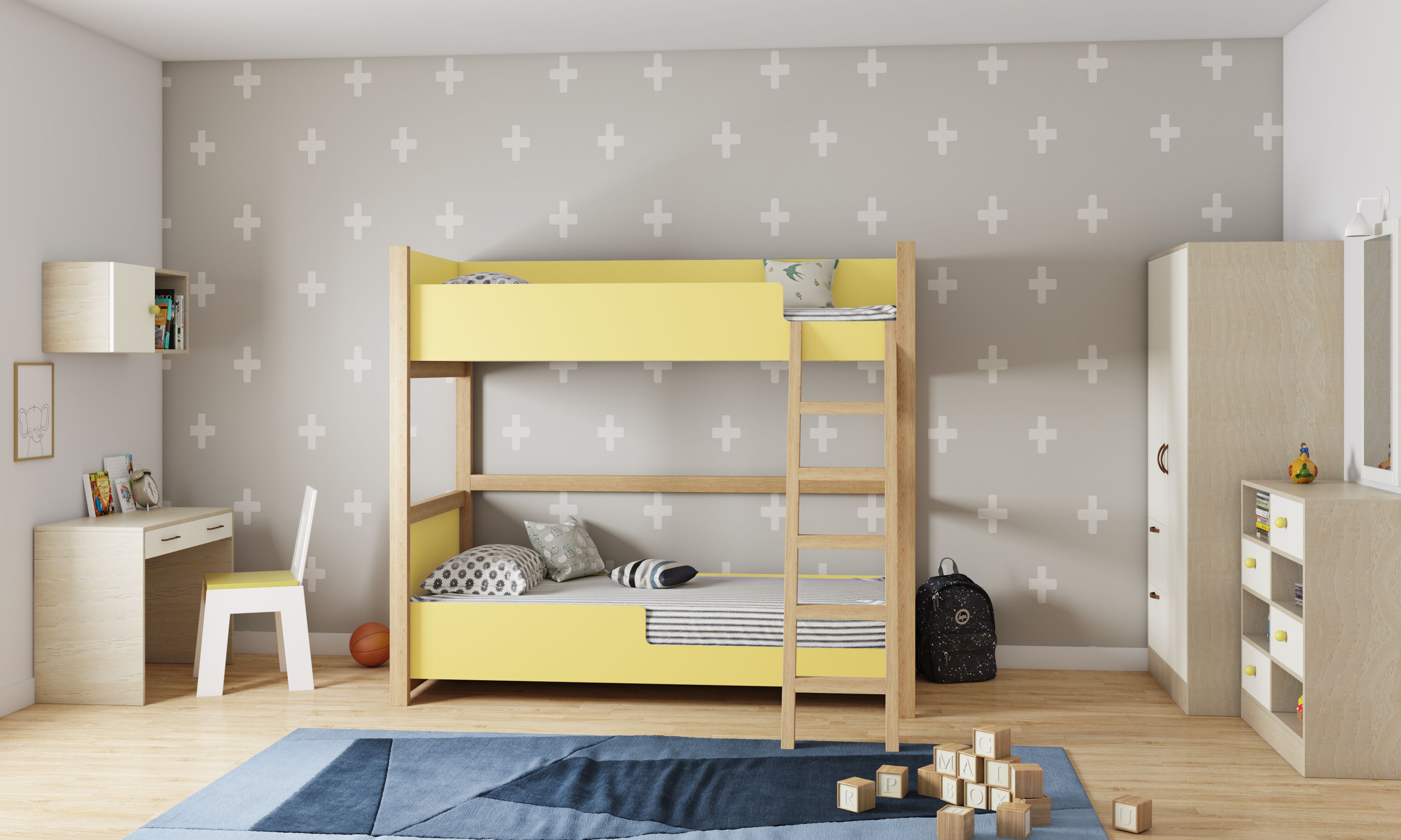 Elegant Bunk Bed with Storage by Livspace