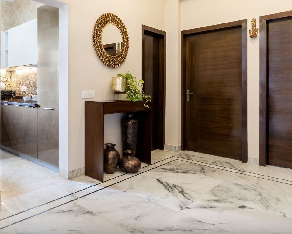 Contemporary White Splashed Marble Flooring