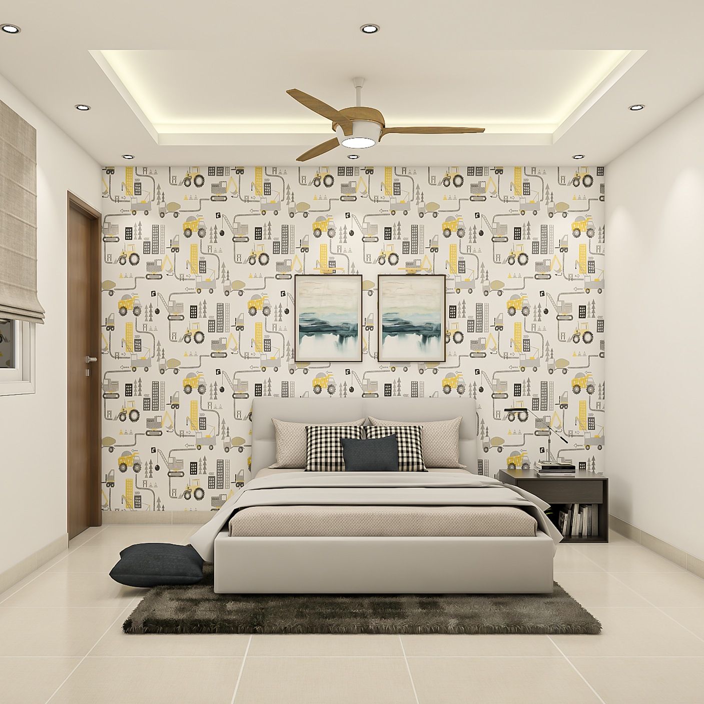 Contemporary Kid's Room Design With Wallpaper