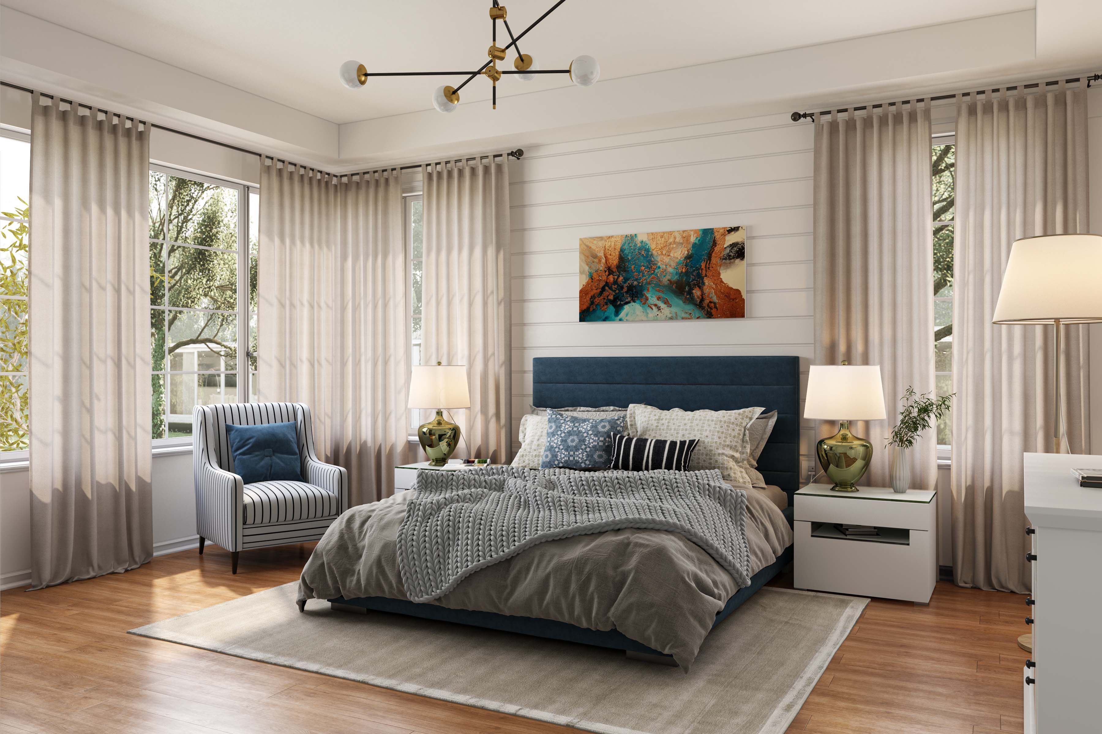 Spacious Bedroom Tile Design With An Earthy Palette | Livspace