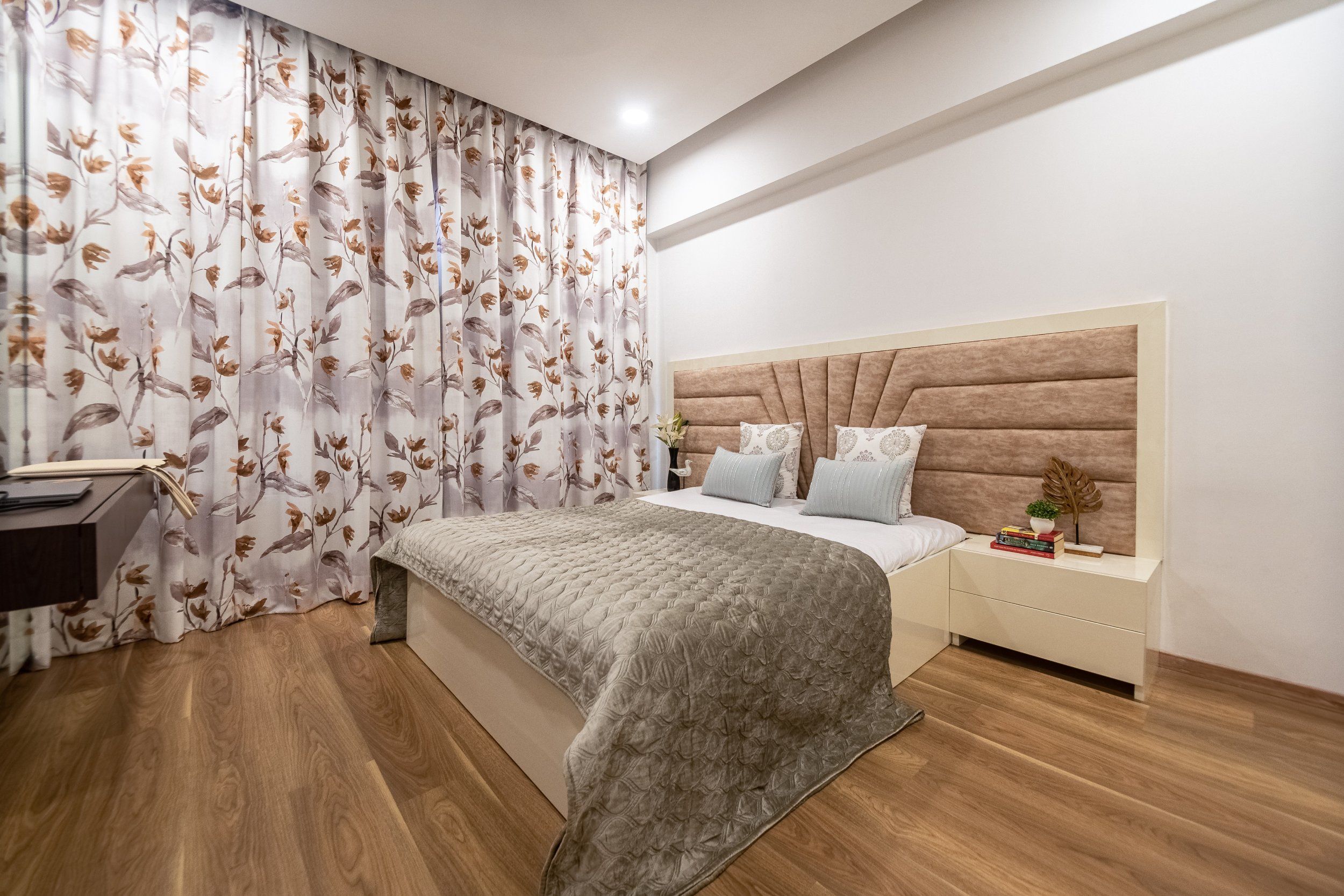 Brown Low-Maintenance Bedroom Tile Design | Livspace