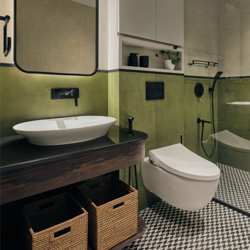 Modern Dark-Coloured Bathroom Tiles Design