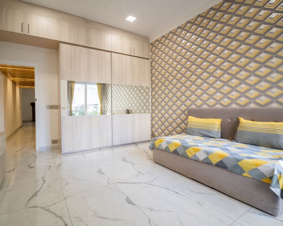 Modern 2'x4' Vitrified Bedroom Tiles Design