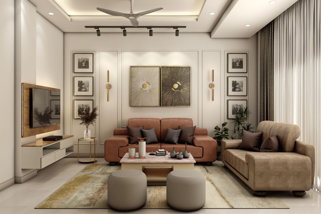 Classic Beige And Brown Wall Colour Combination For Living Rooms