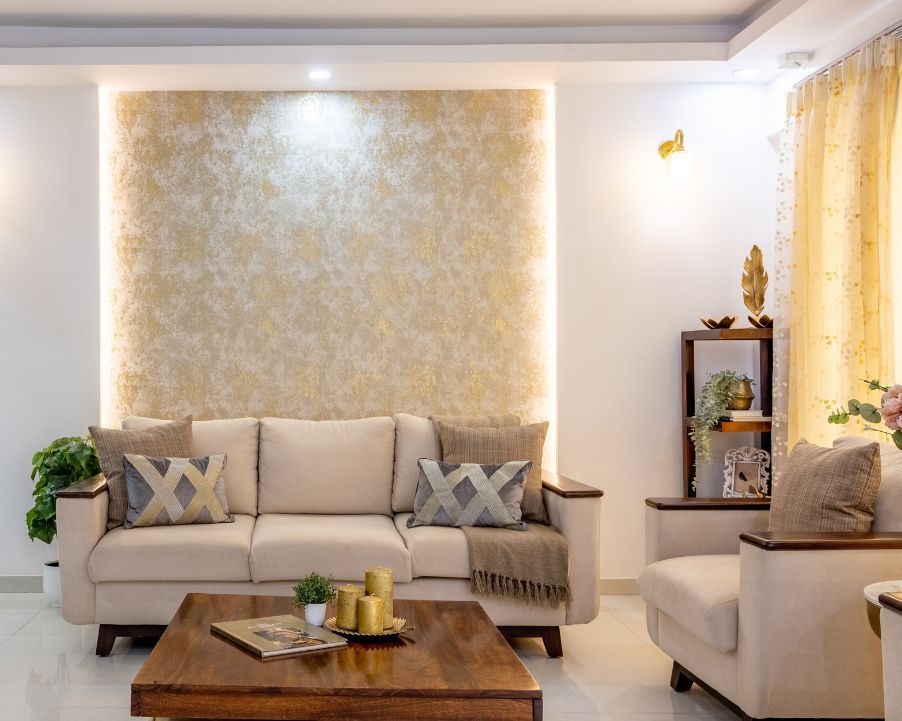 Contemporary White And Beige Colour Combination For Halls