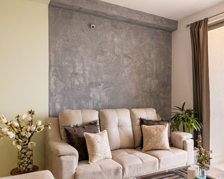 Modern Beige And Grey Wall Colour Combination For Living Rooms