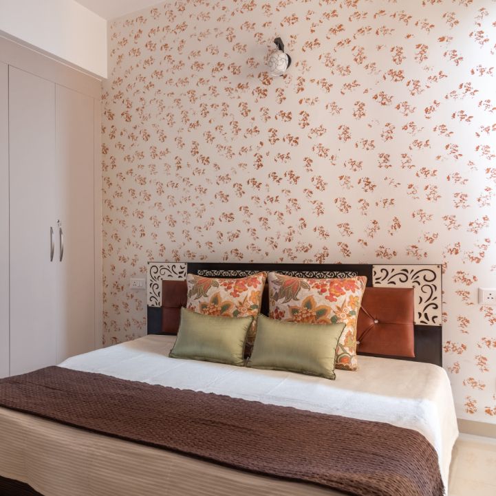 Light-Coloured Bedroom Wallpaper For Compact Houses | Livspace