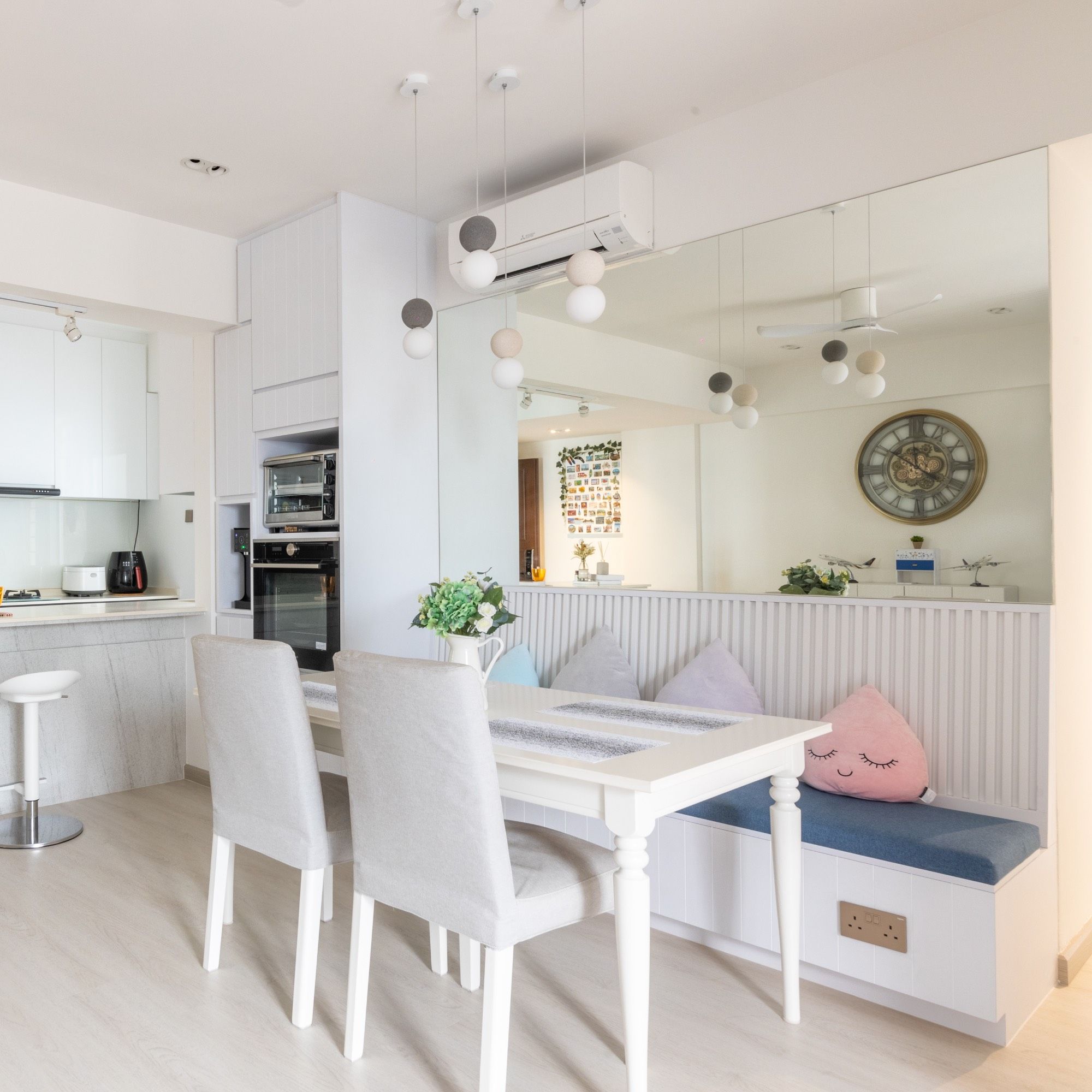 White Minimalist Dining Room Design | Livspace