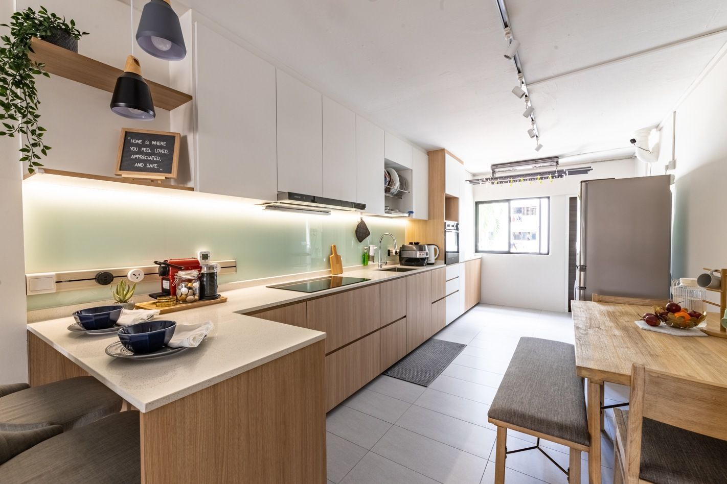 Scandinavian Kitchen Interior Design With Wooden Cabinet | Livspace