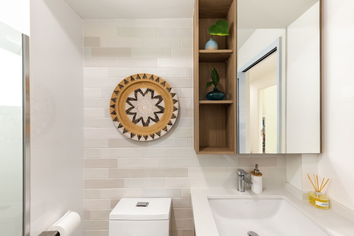 Brick Effect Long And Sleek Rectangular Wall Tiles Design For Bathroom | Livspace