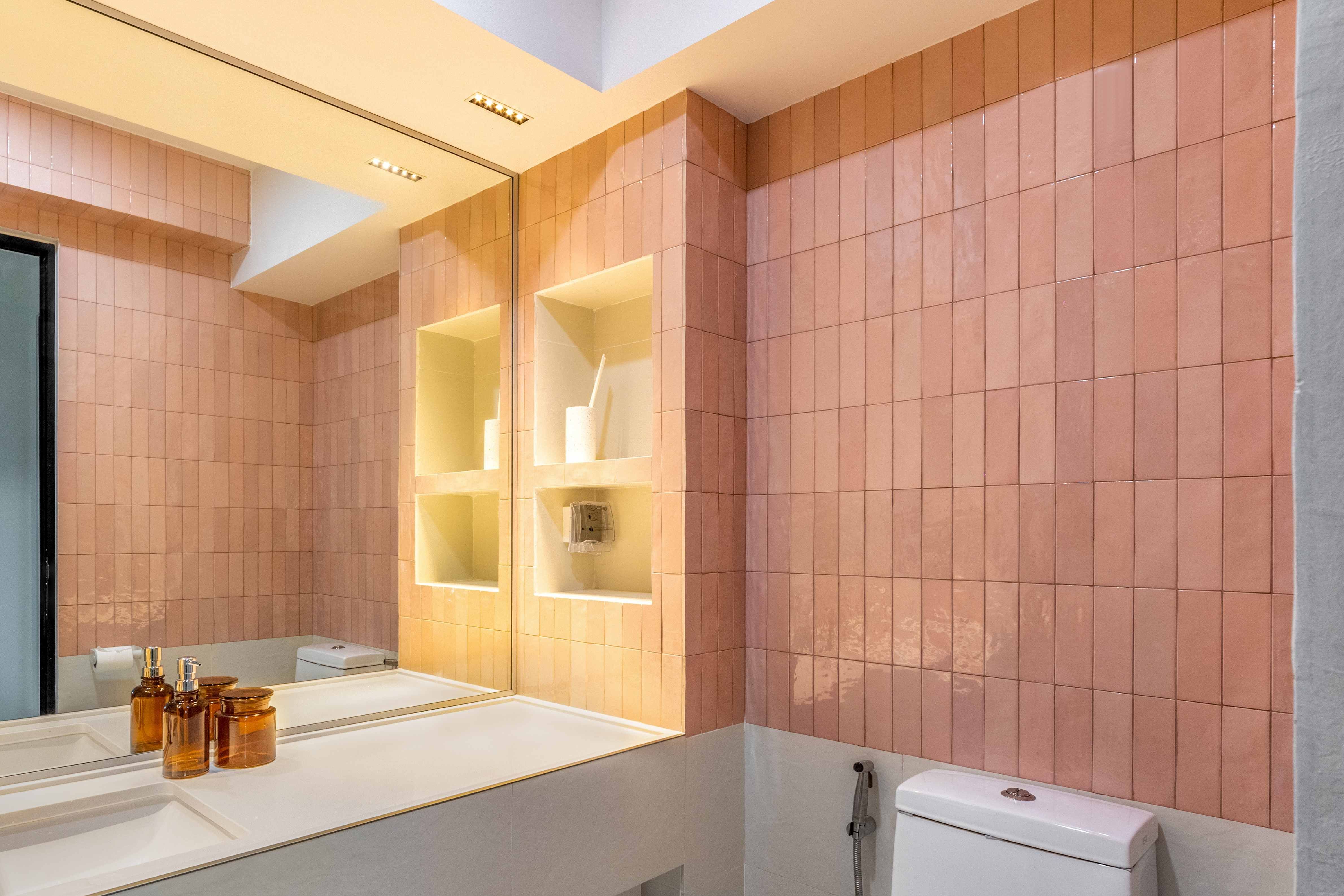 Modern Pink Ceramic Glossy Tiles Design