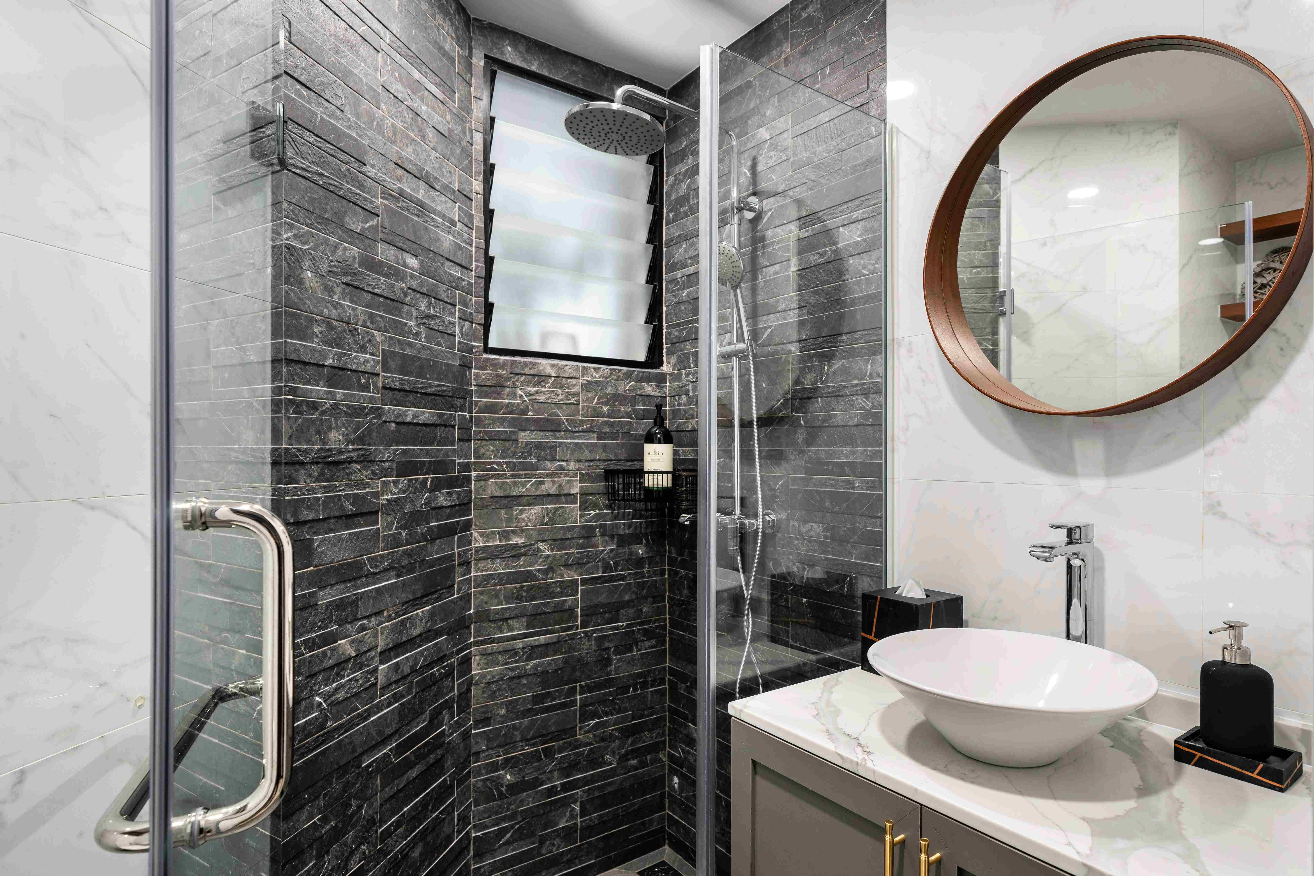 Modern Ceramic Black Bathroom Wall Tiles Design