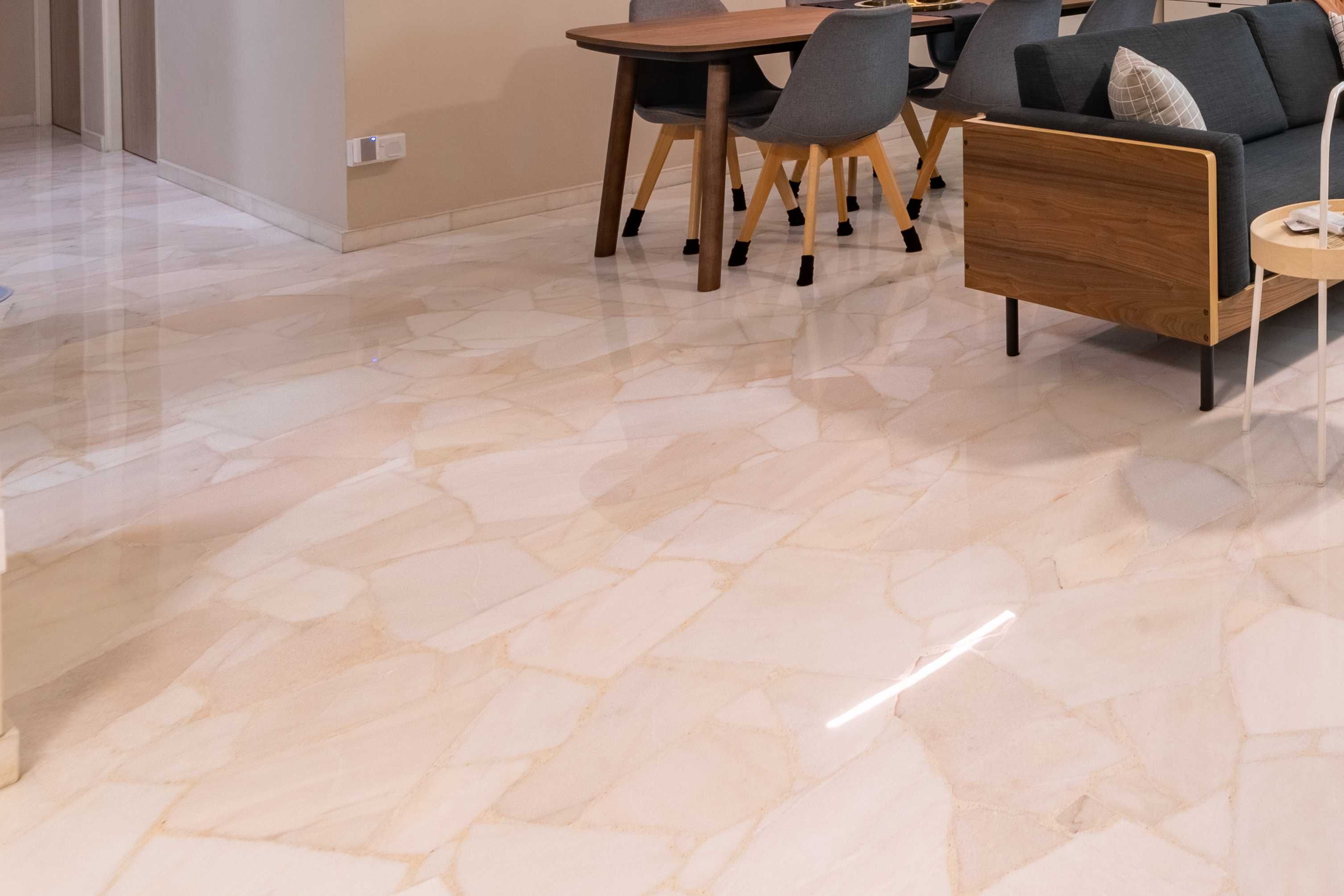 glossy ivory marble floor tiles design | livspace