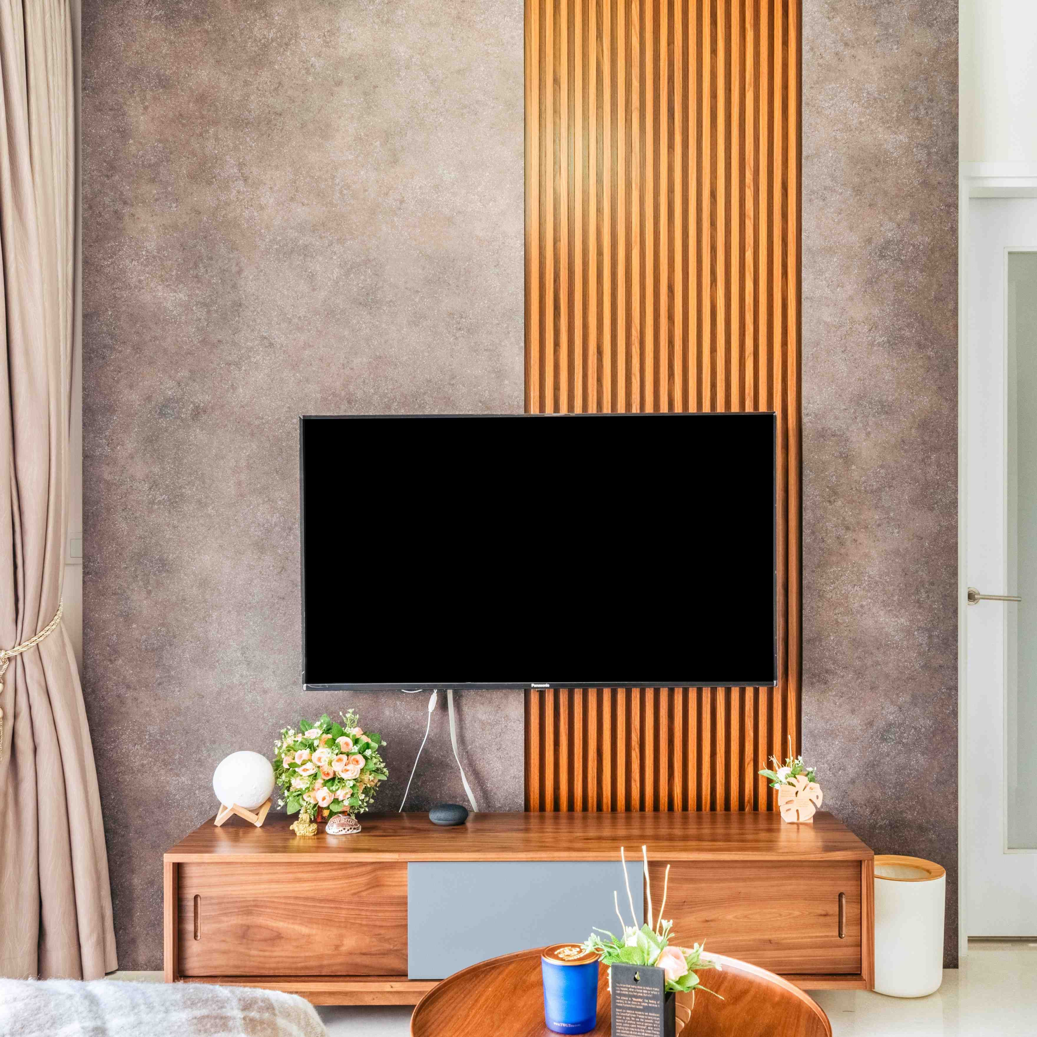 Modern Grey Wall Design With Fluted Panelling