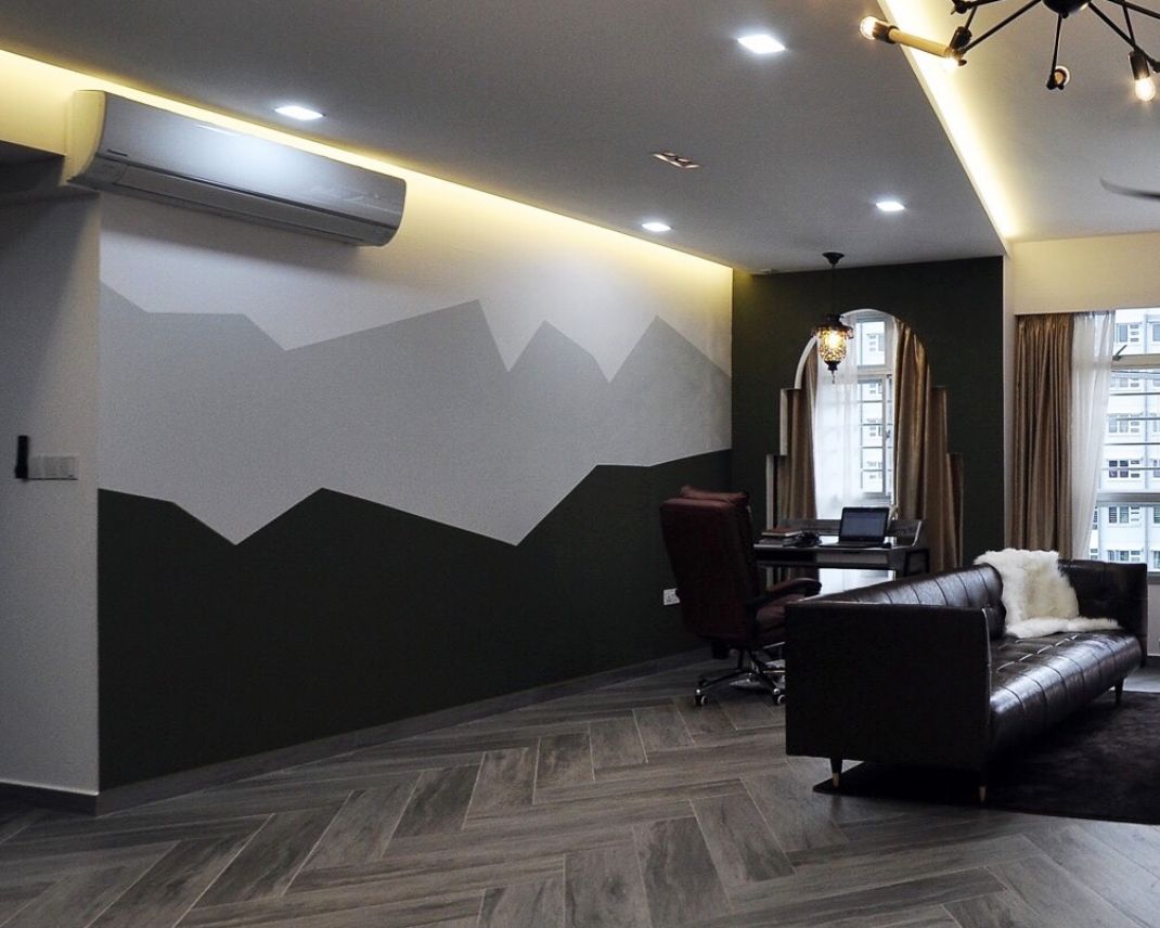 Dynamic Wall Paint Design With An Asymmetrical Pattern | Livspace