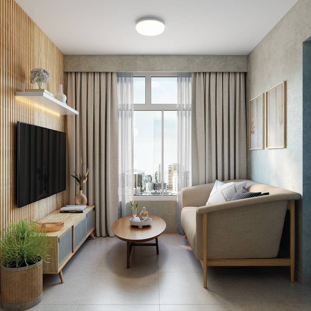 Scandinavian Living Room Design With A 2-Seater Sofa