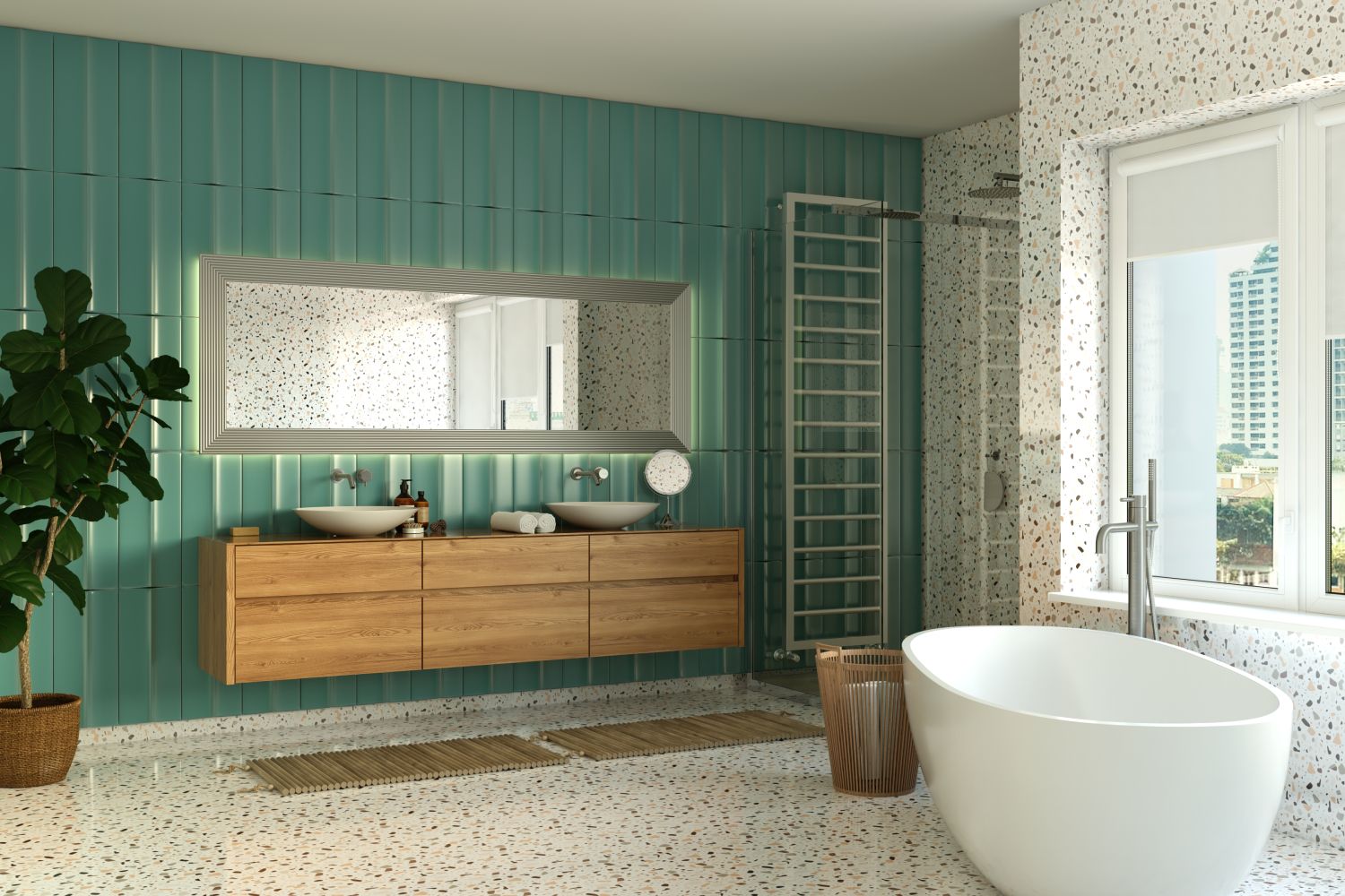 Contemporary Green Glossy Ceramic Rectangle Tiles for Bathroom and Kitchen Backsplash