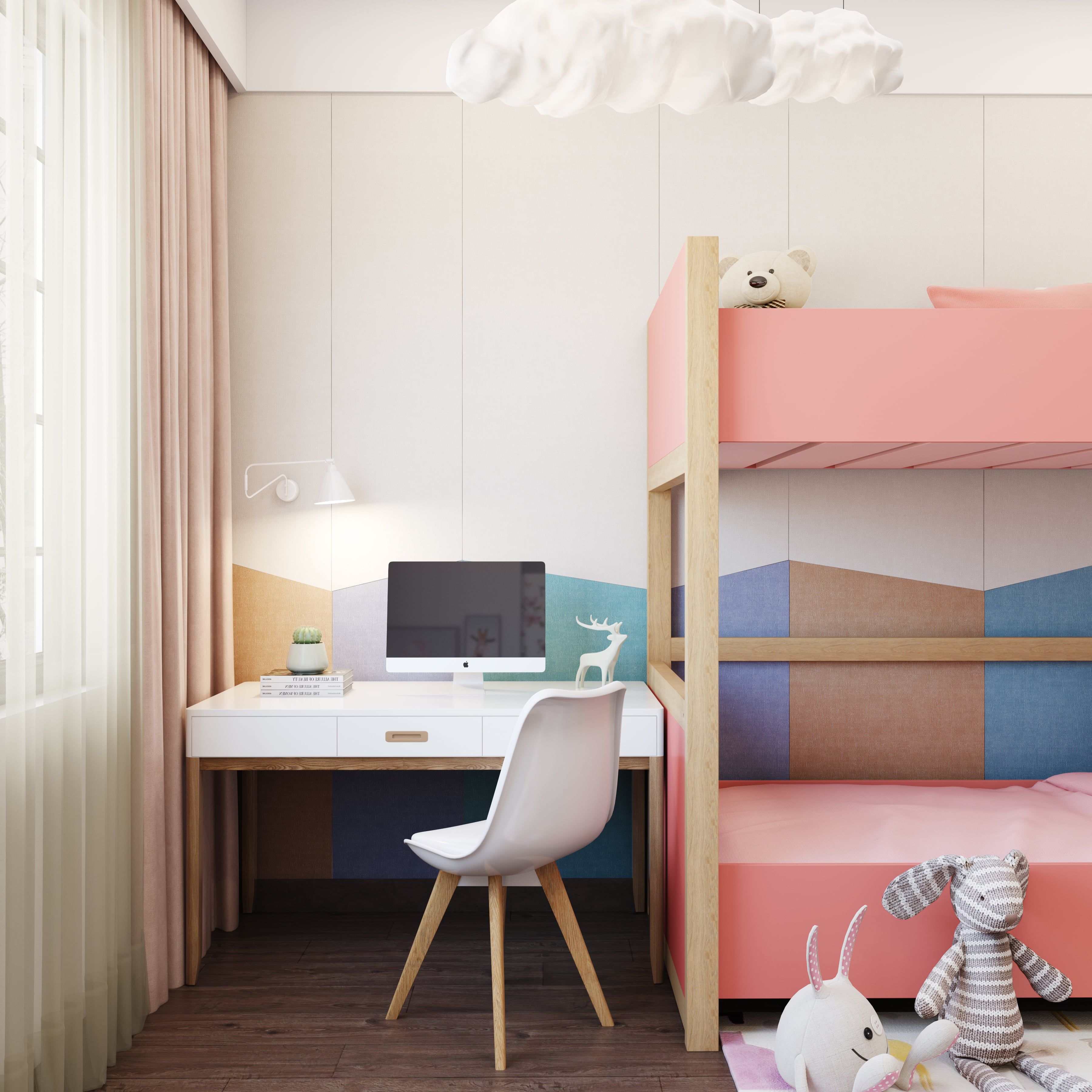 Modern Pink Home Office Design For Girls