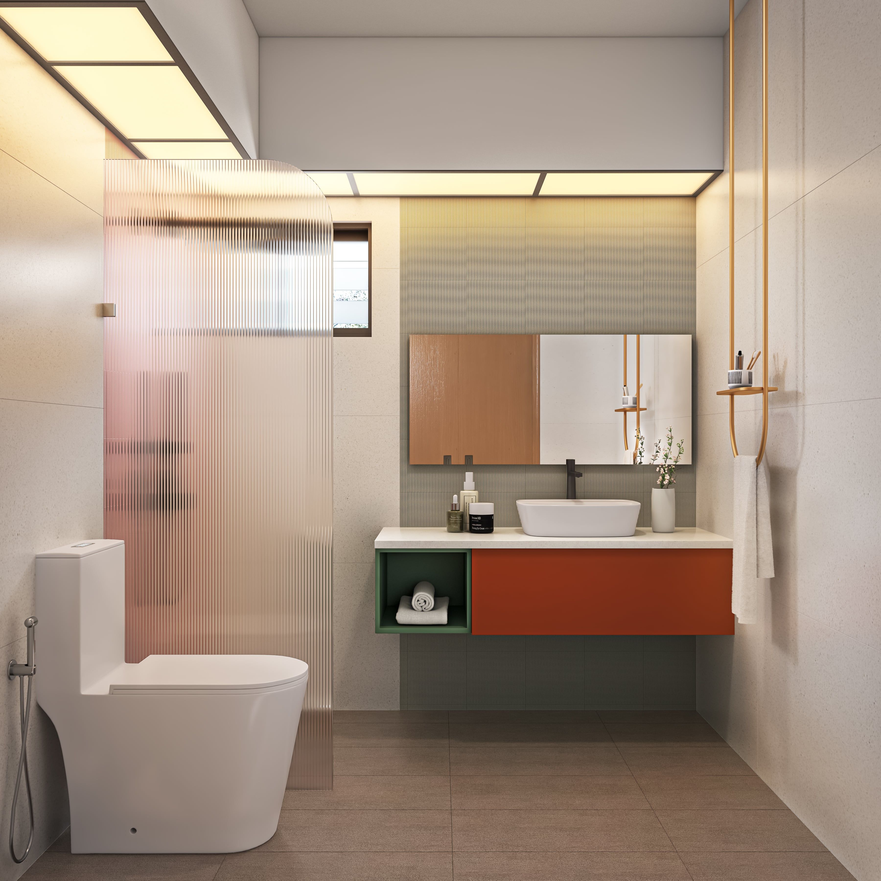 Modern Bathroom Design With Warm Colours