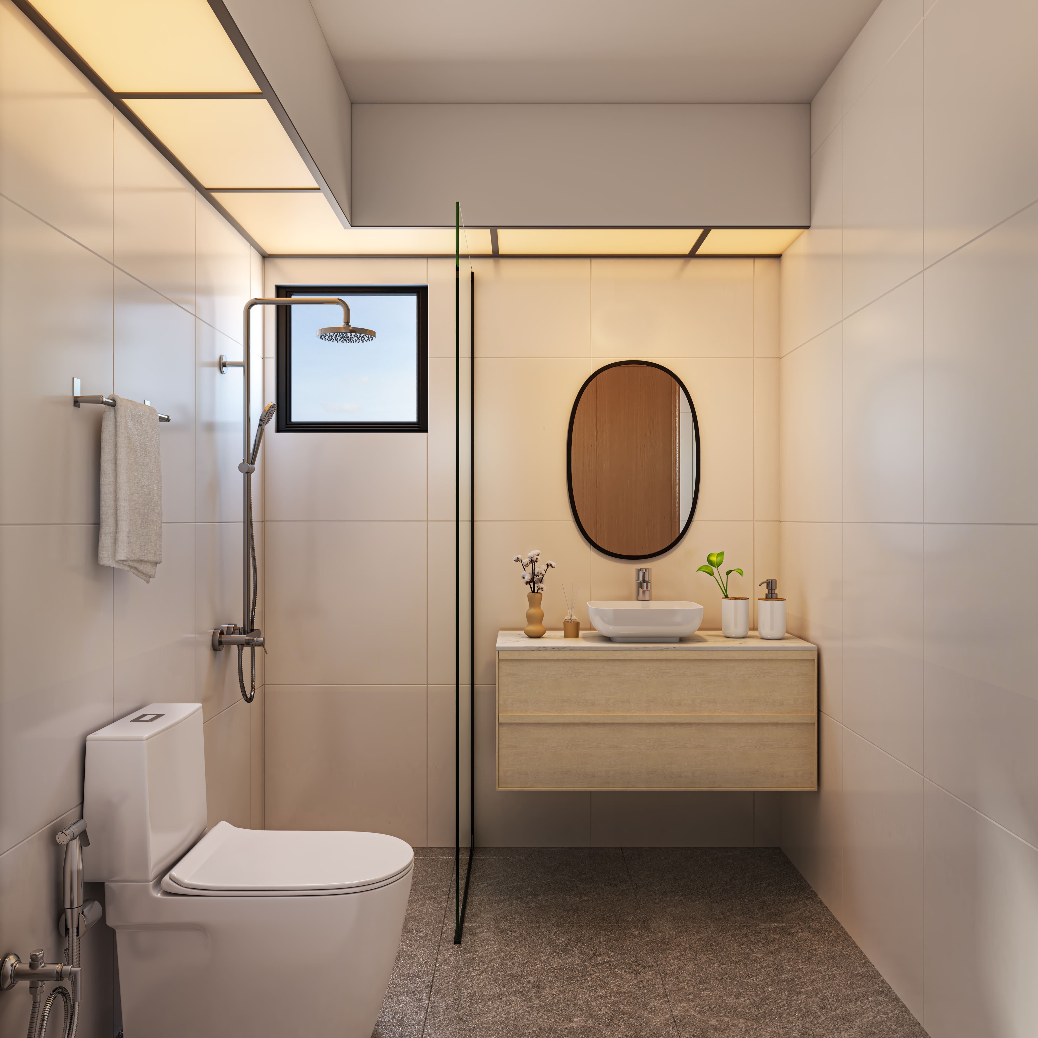 Contemporary Small Bathroom Design Idea With Storage Unit