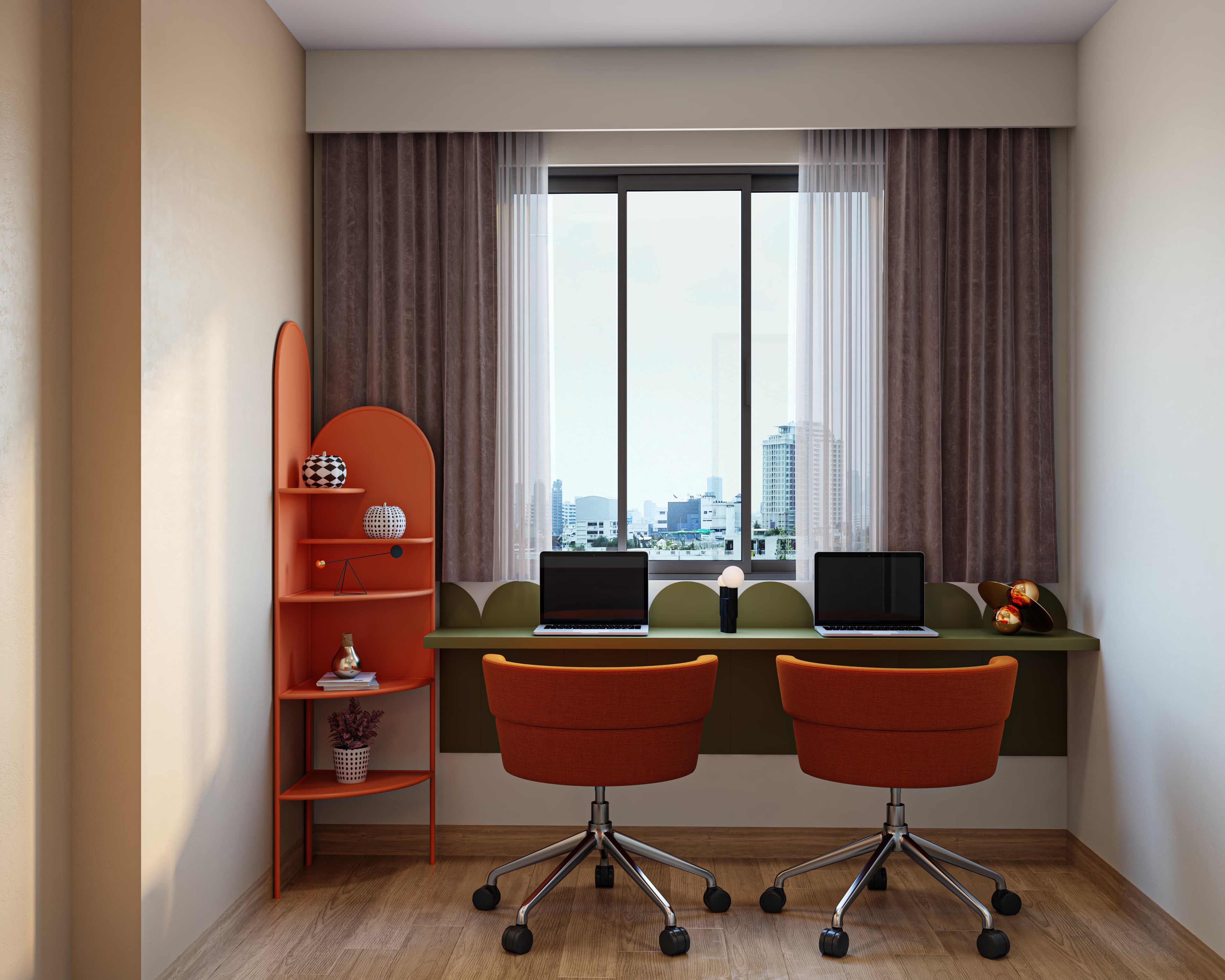 Modern Vibrant Home Office Interior Design