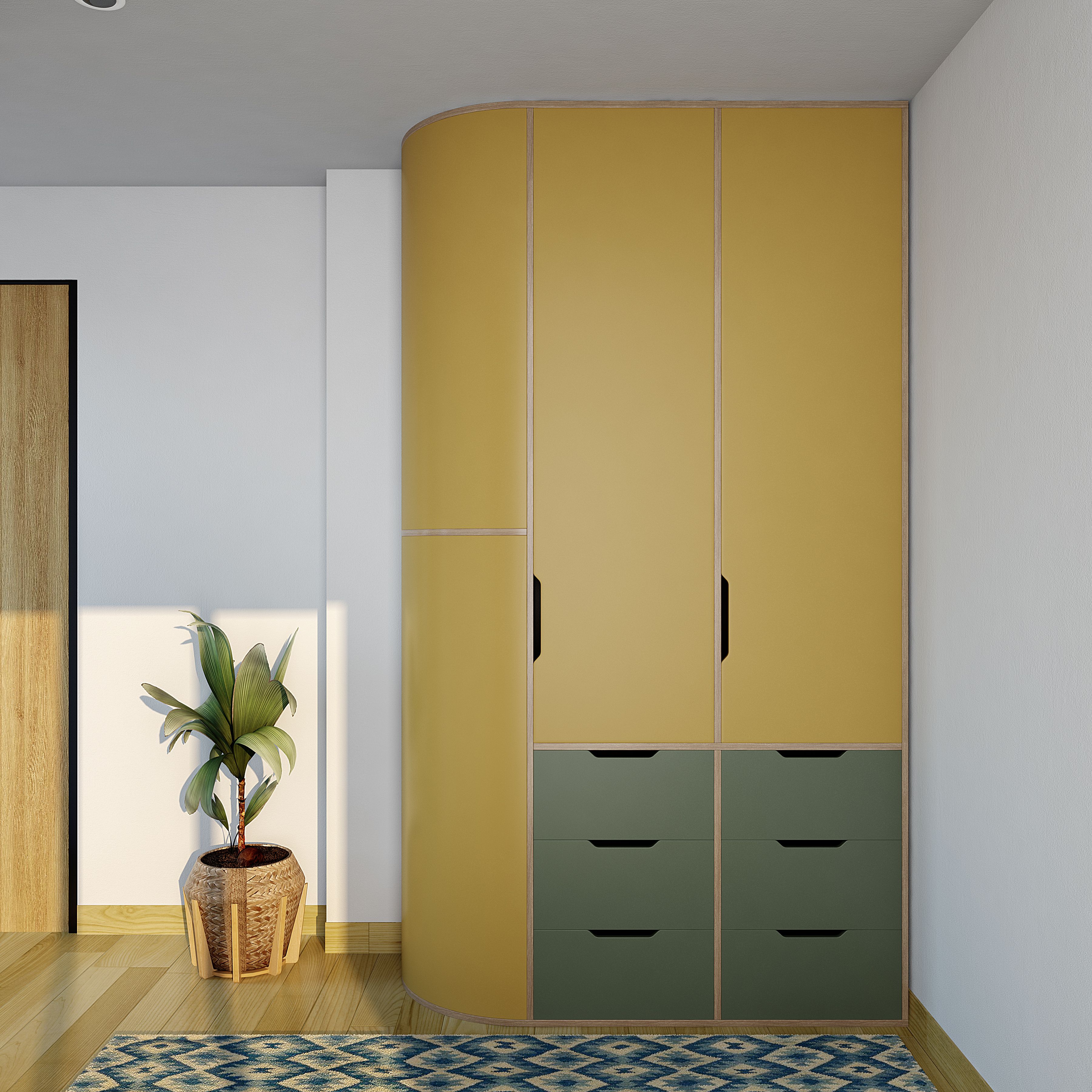 Mustard Modern Wardrobe Design For Bedroom