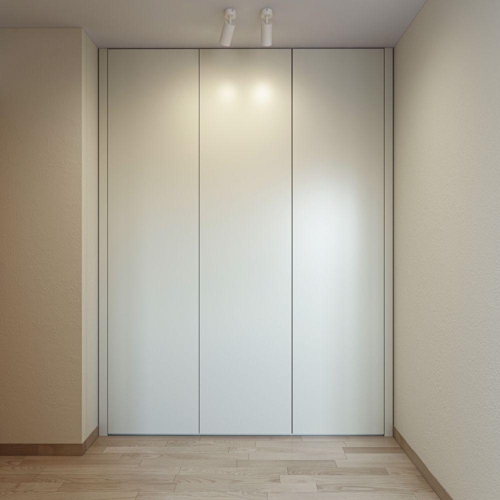 White FloorToCeiling Wardrobe Design Livspace