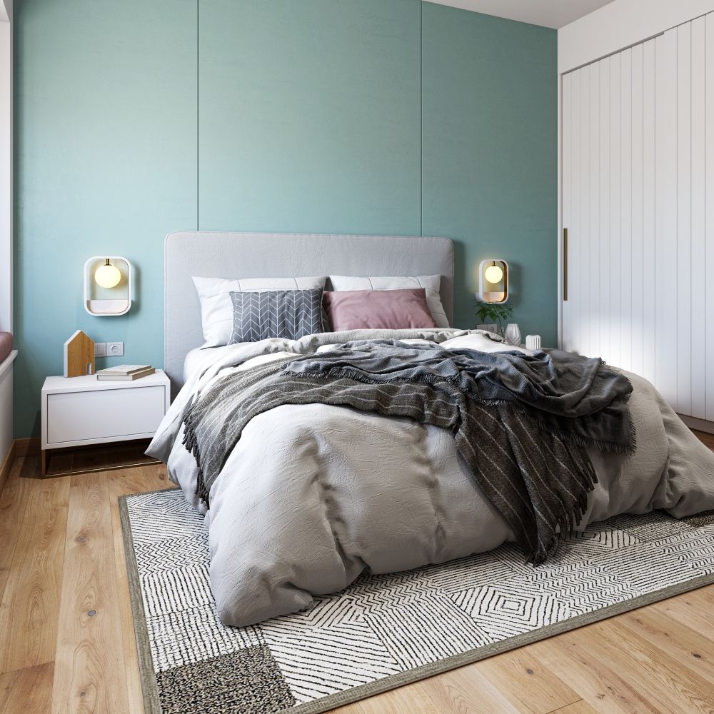 Bedroom Flooring Design With Rectangular Tiles | Livspace