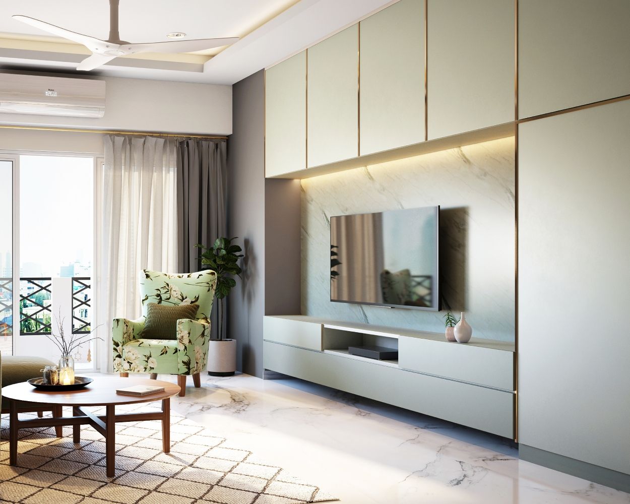 Functional TV With WallMounted Storage Livspace