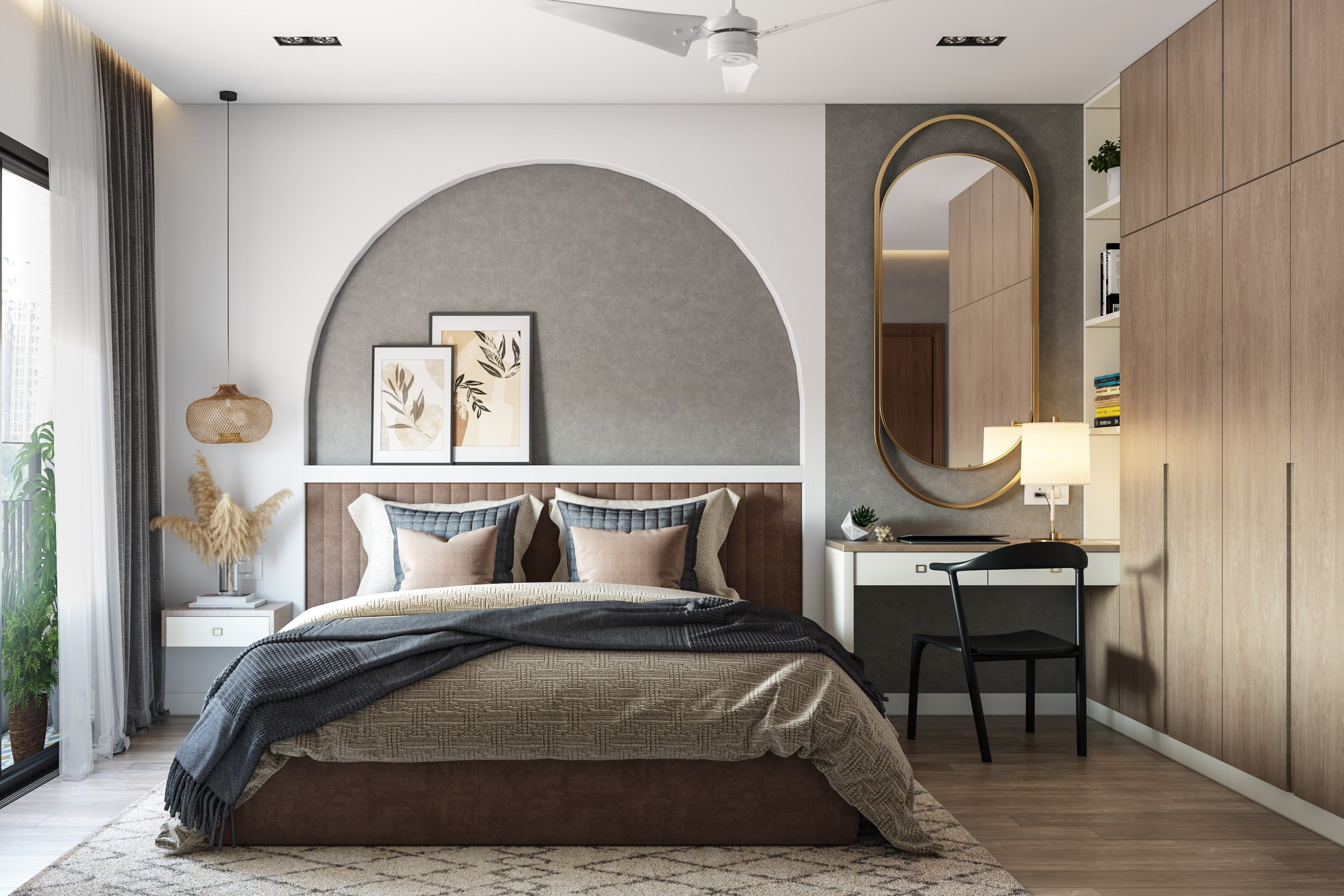 Grey And Brown Bedroom Design | Livspace