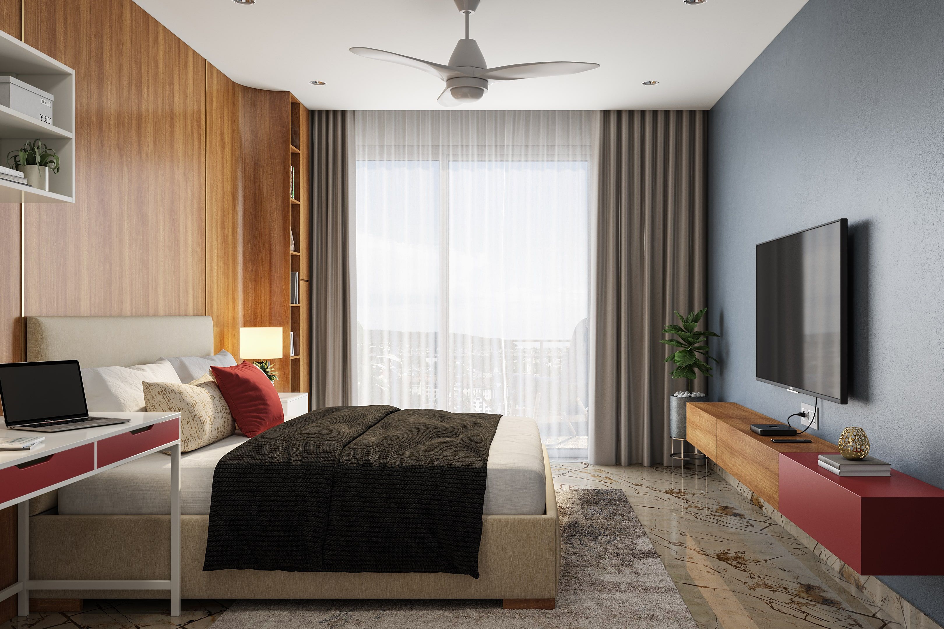 Master Bedroom Design With Wooden Accent Wall And Cream Cushioned Bed   2022 09 01 Br74 Op1 V1 Sl 03 Min 1668589614 RymFG 