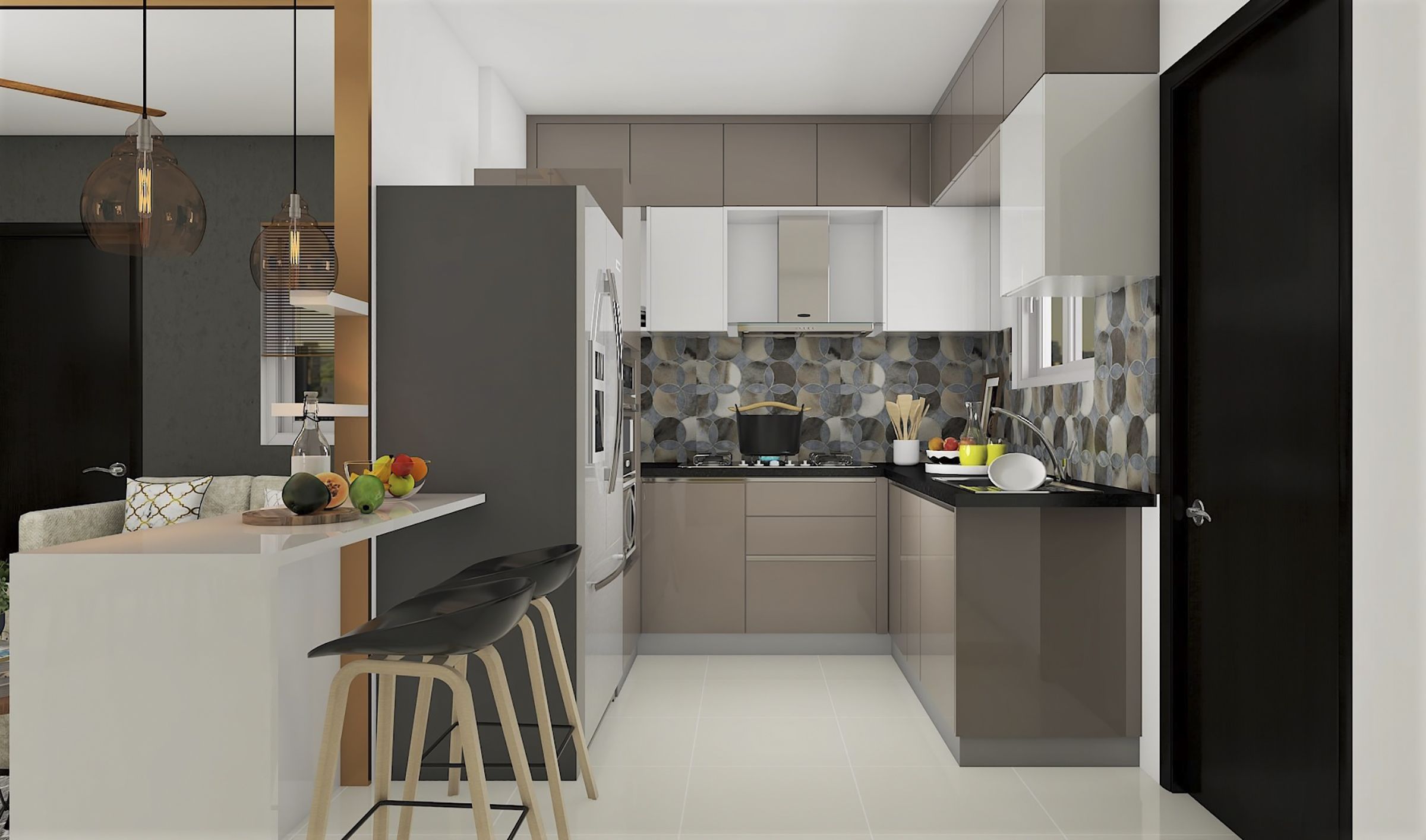 Contemporary Max Storage U-shaped Modular Kitchen