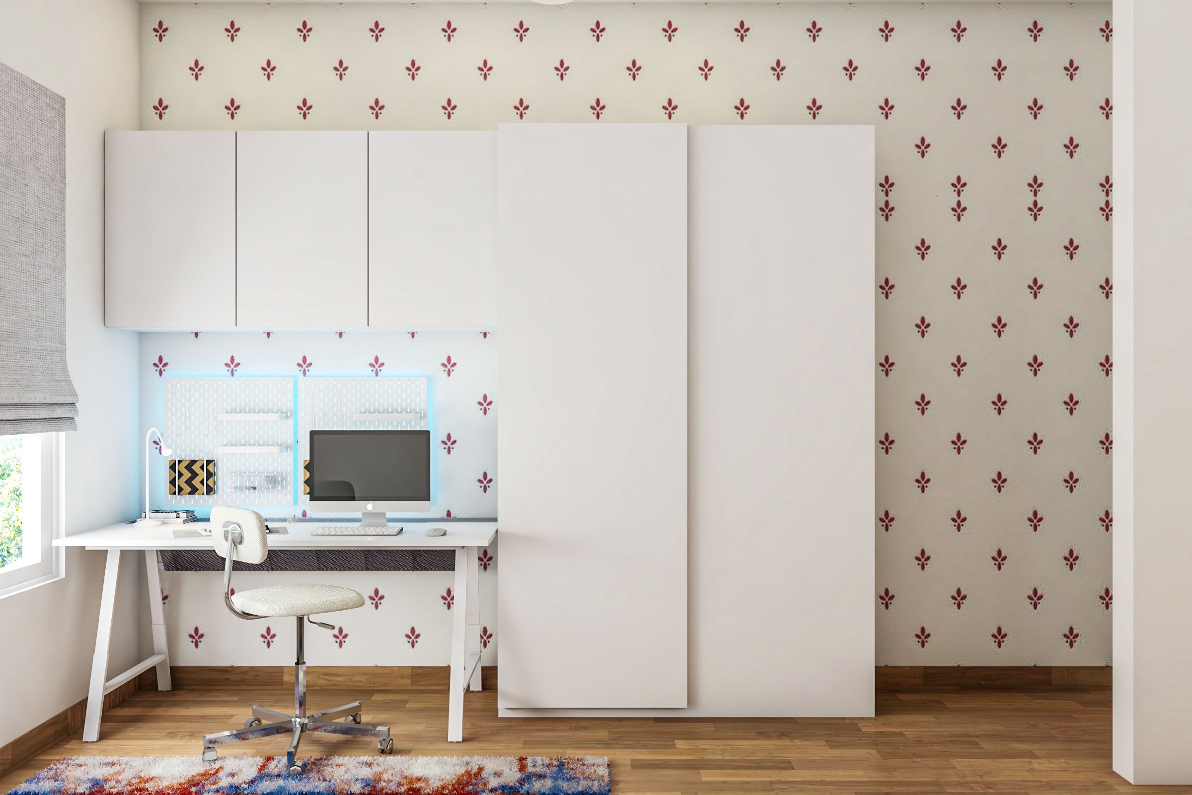 Pure-White Modern Home Office Design With Memo Board