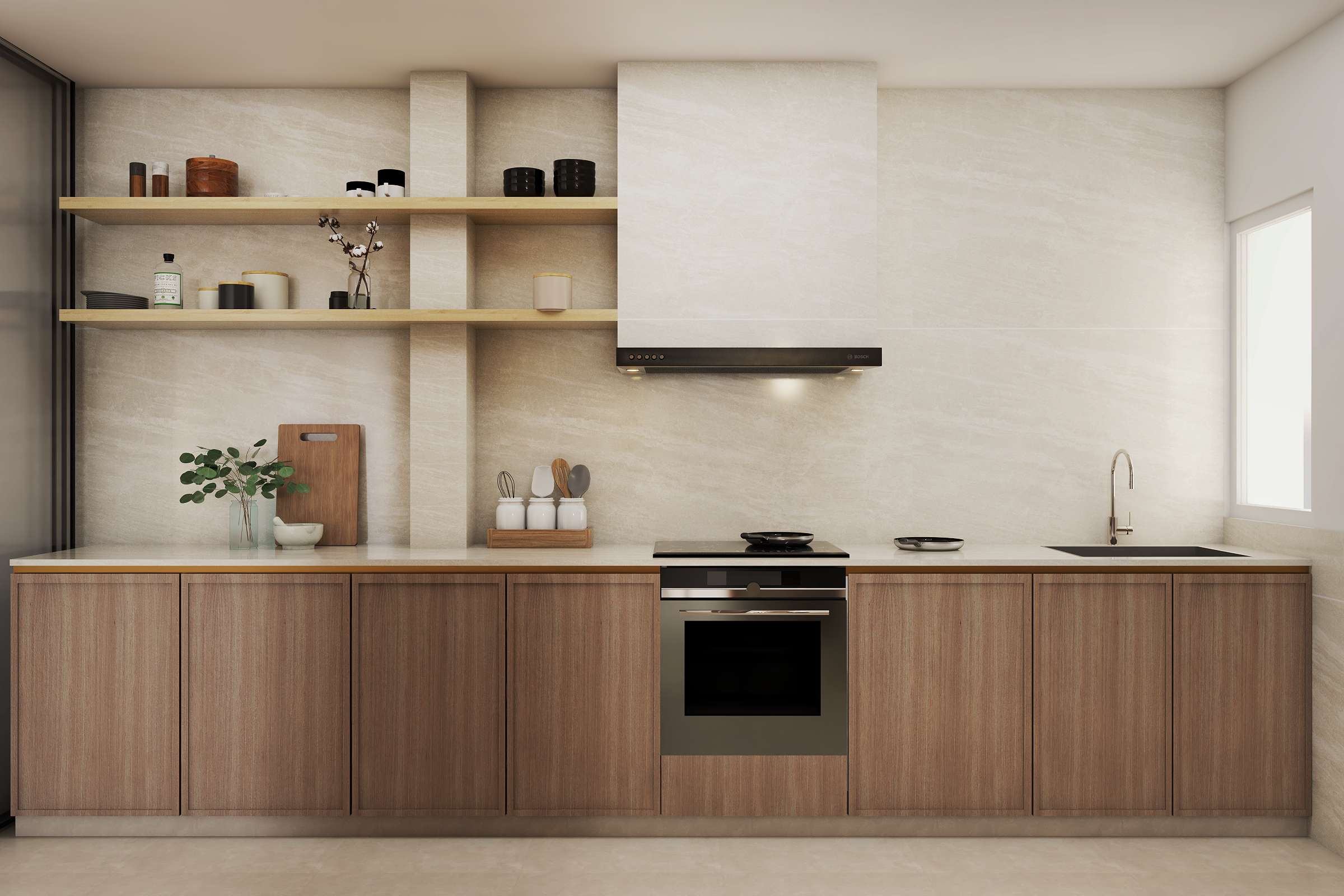 Contemporary Design For Kitchens With Open And Closed Storage