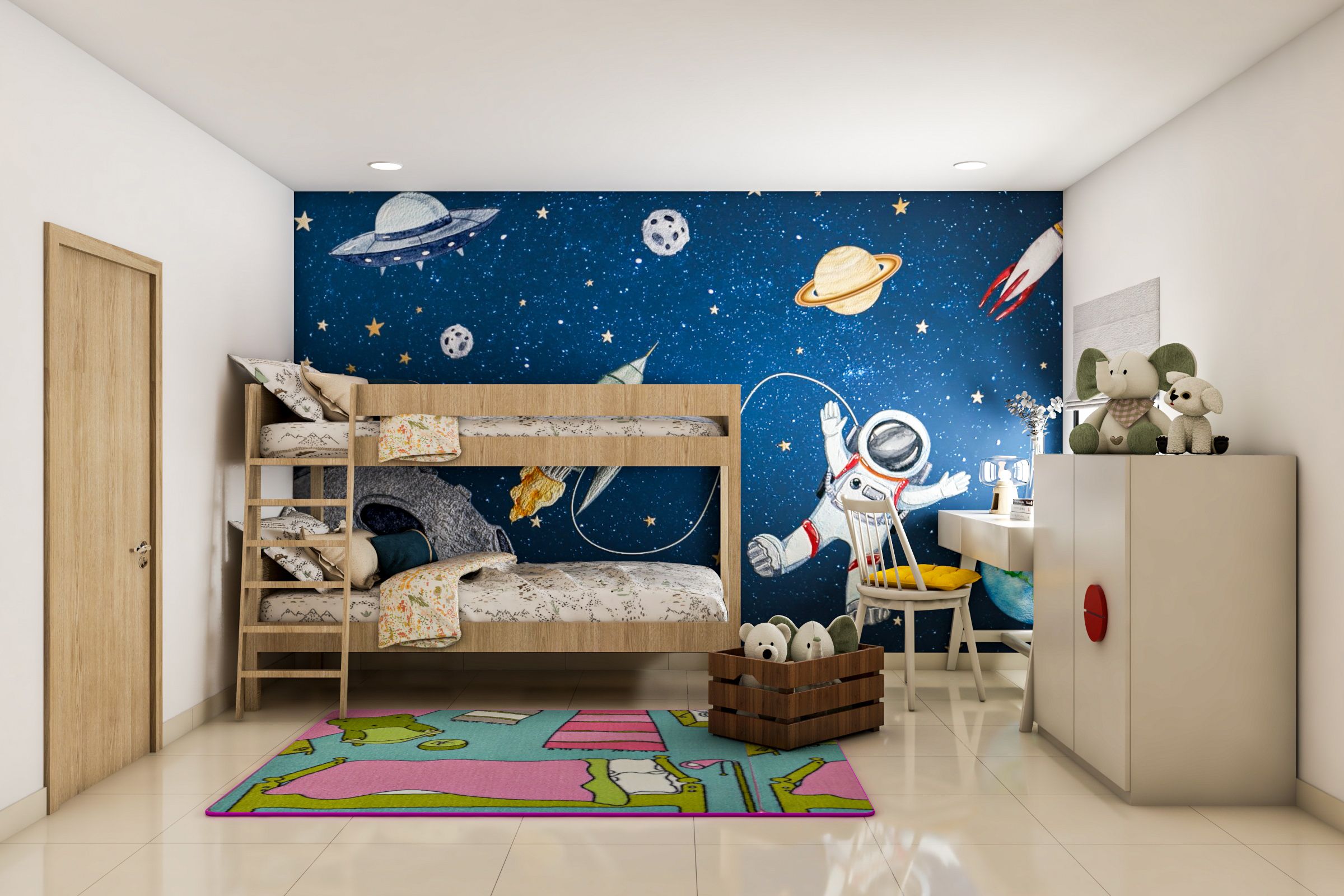 Modern Kid's Bedroom With Bunk Bed | Livspace