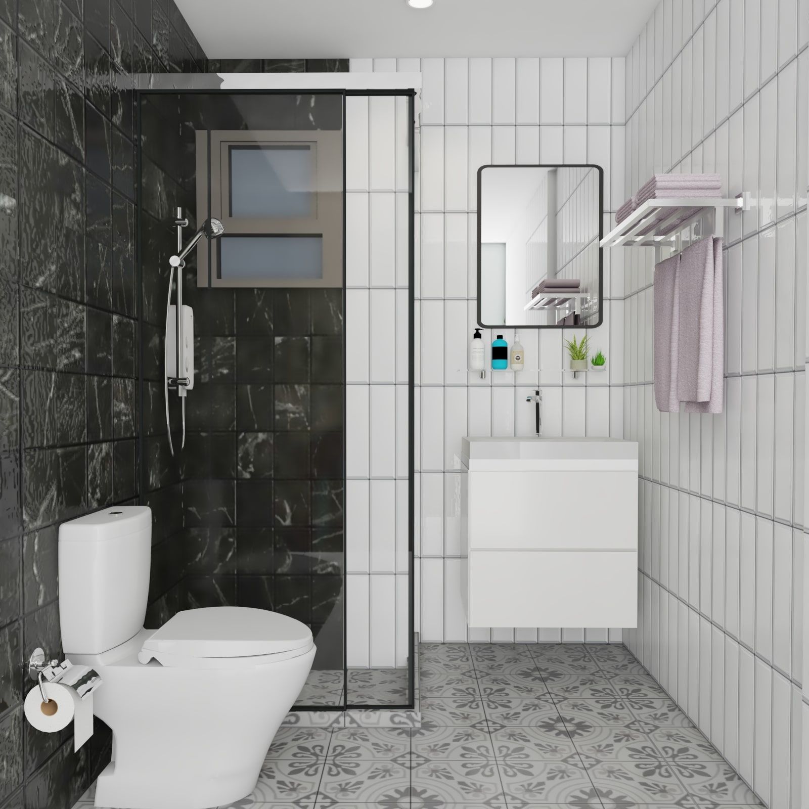 Contemporary Bathroom Design With Wet And Dry Partition
