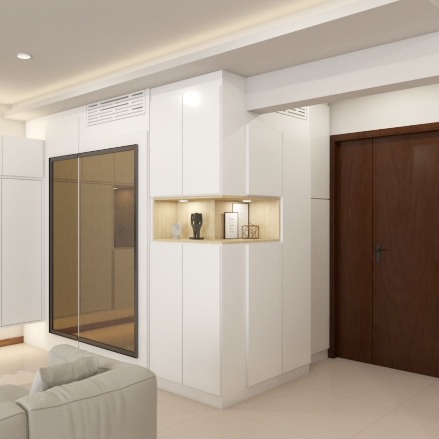 Minimal Pure-White Foyer Design With Task Lighting