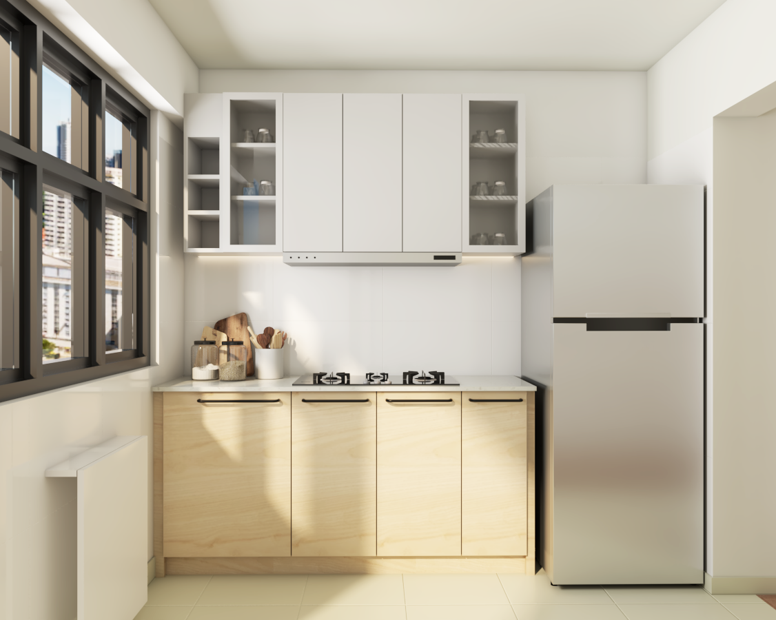 Contemporary Ash Wood Kitchen Cabinet Design
