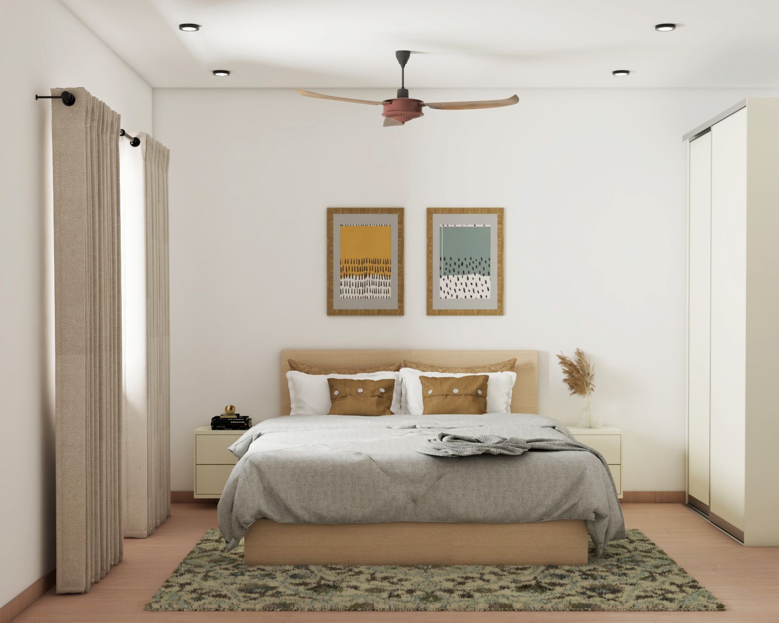 Contemporary Spacious Master Bedroom Design With Sliding Wardrobe