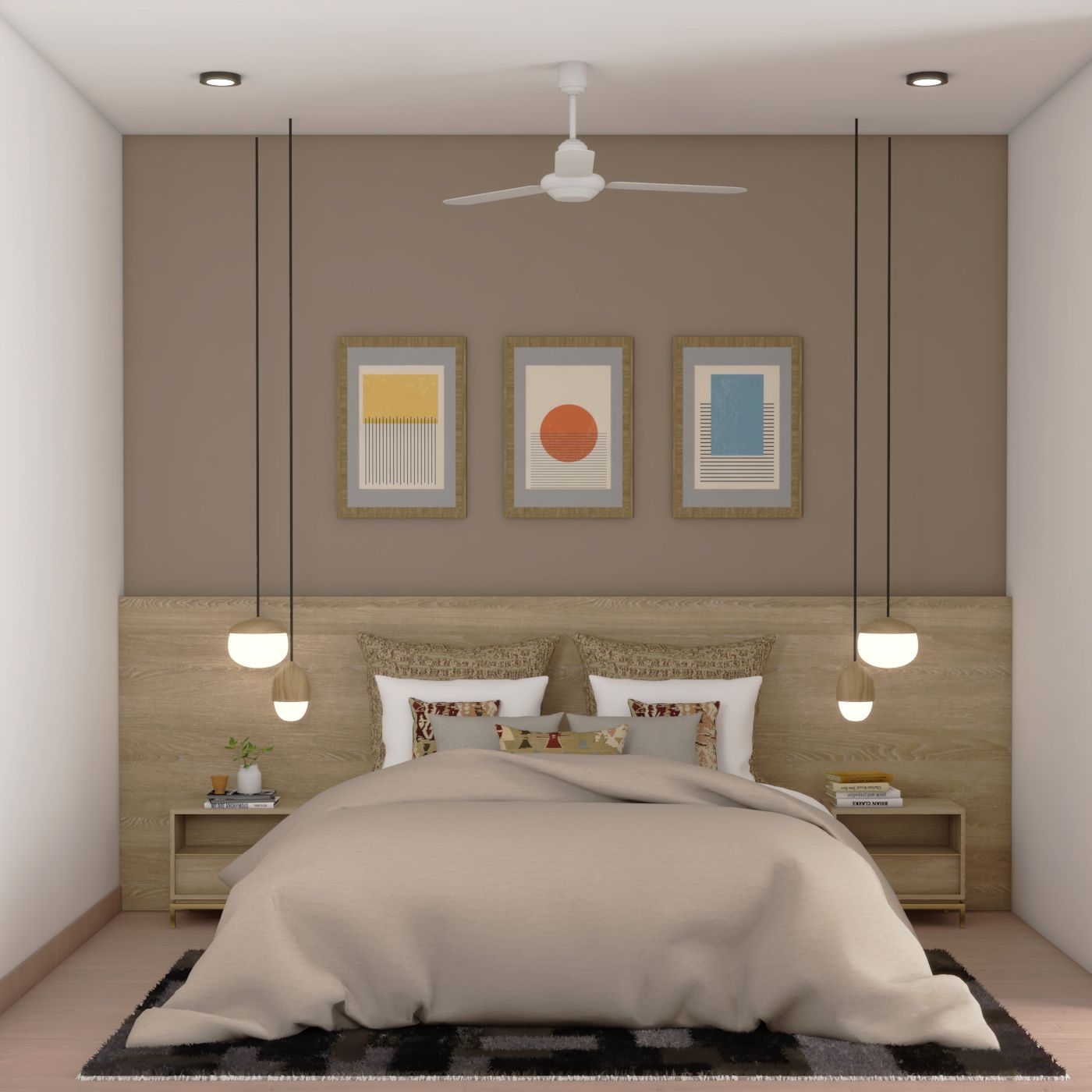 Neutral Toned Master Bedroom Design With Contemporary Interiors