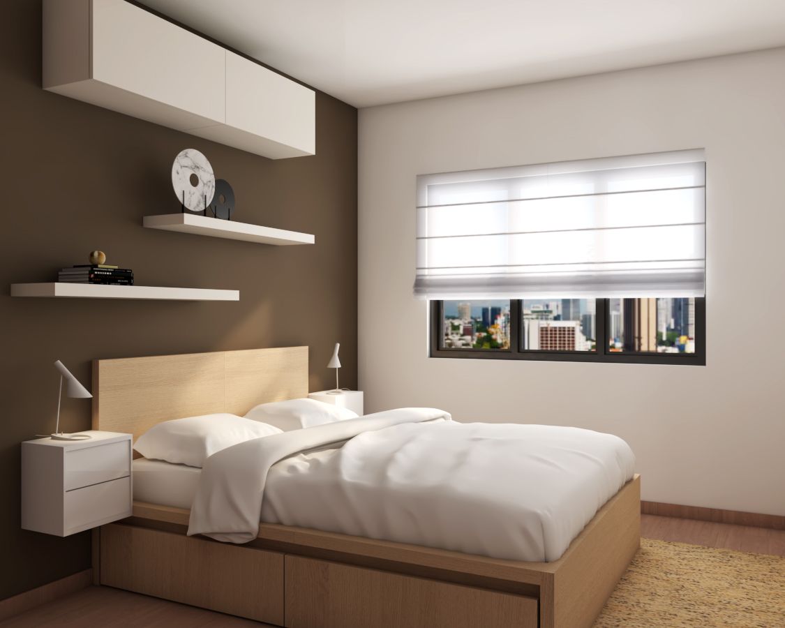 Master Bedroom Design With Wood Veneer Beds | Livspace