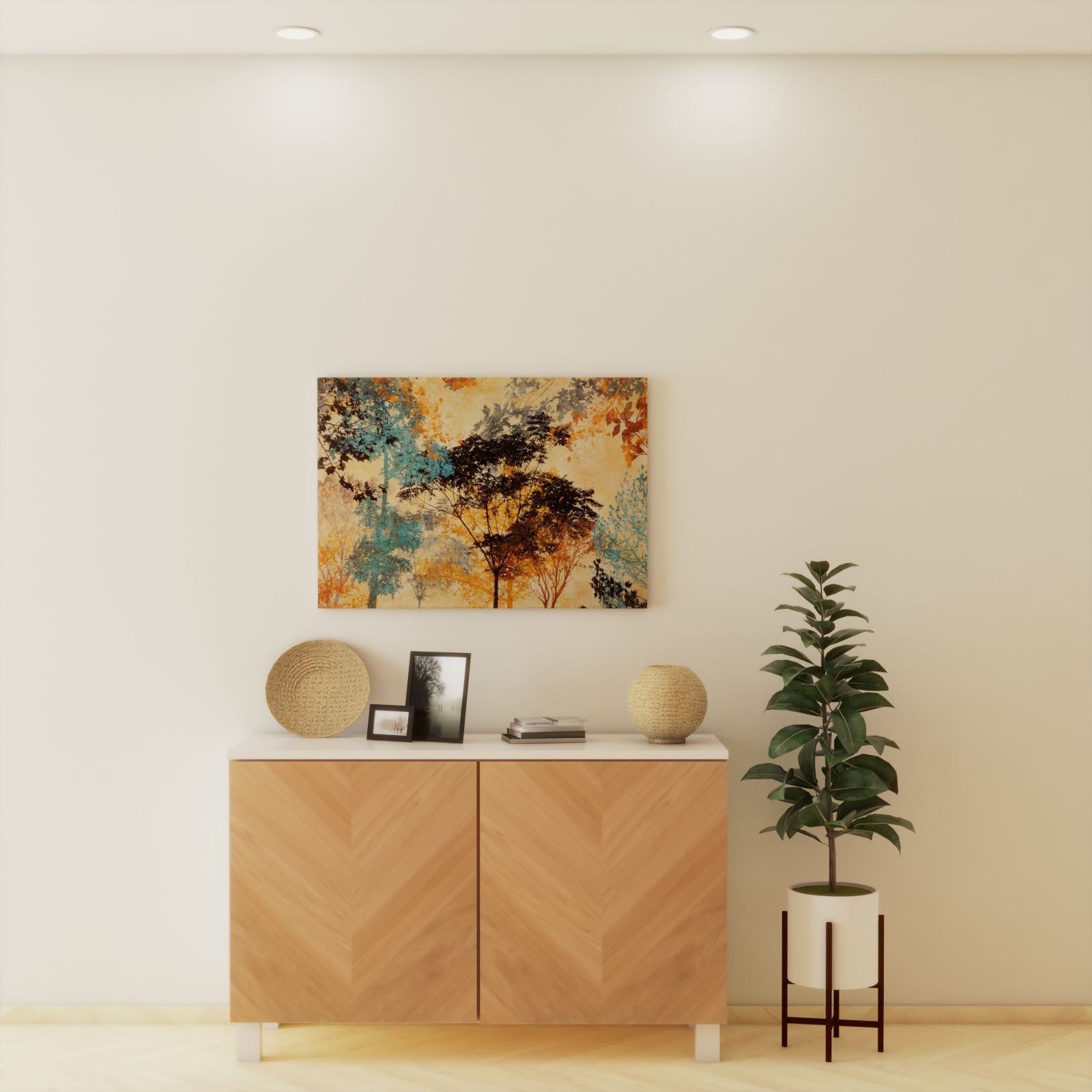 Contemporary Style Foyer With Abstract Painting Design