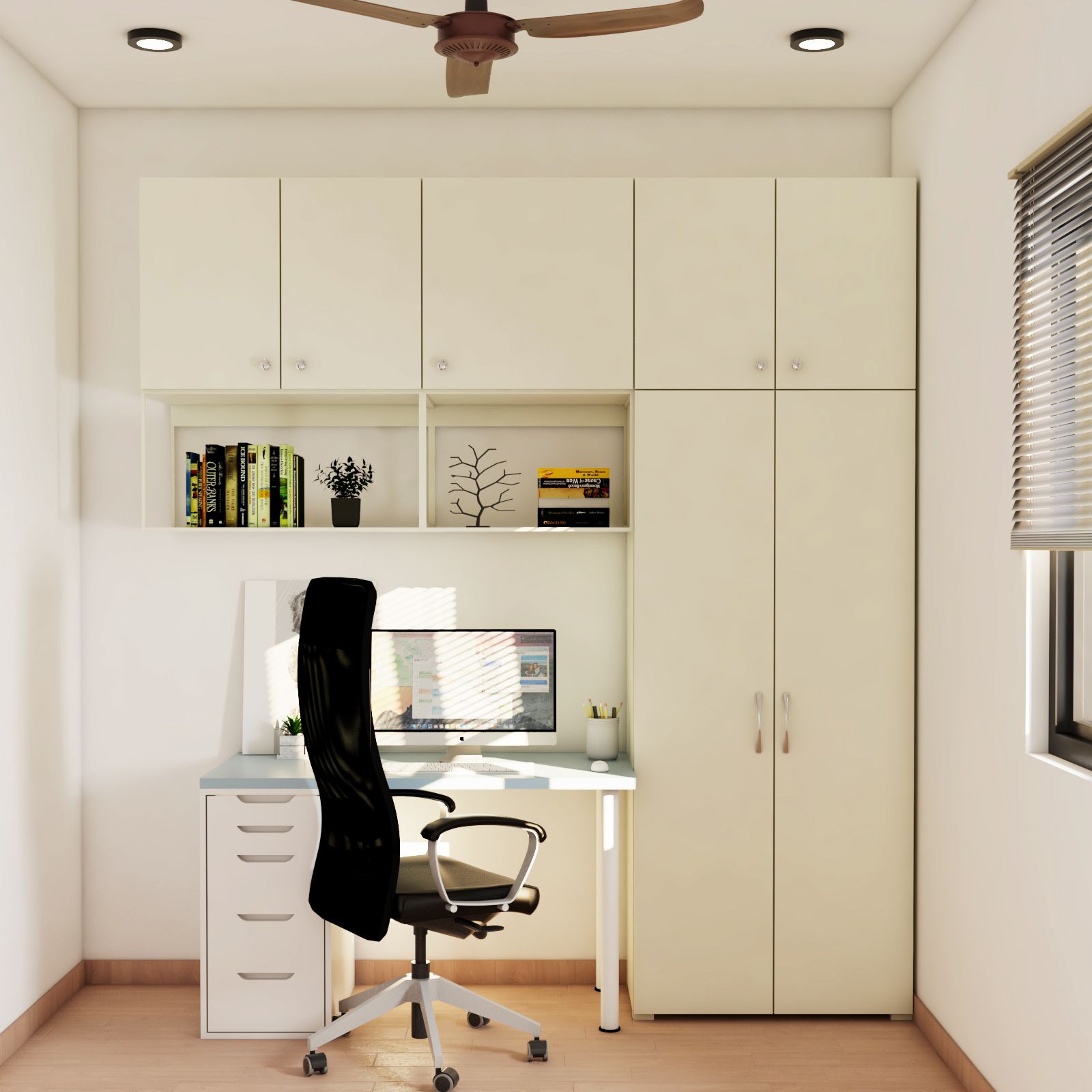 Contemporary Home Office Design With Storage Space