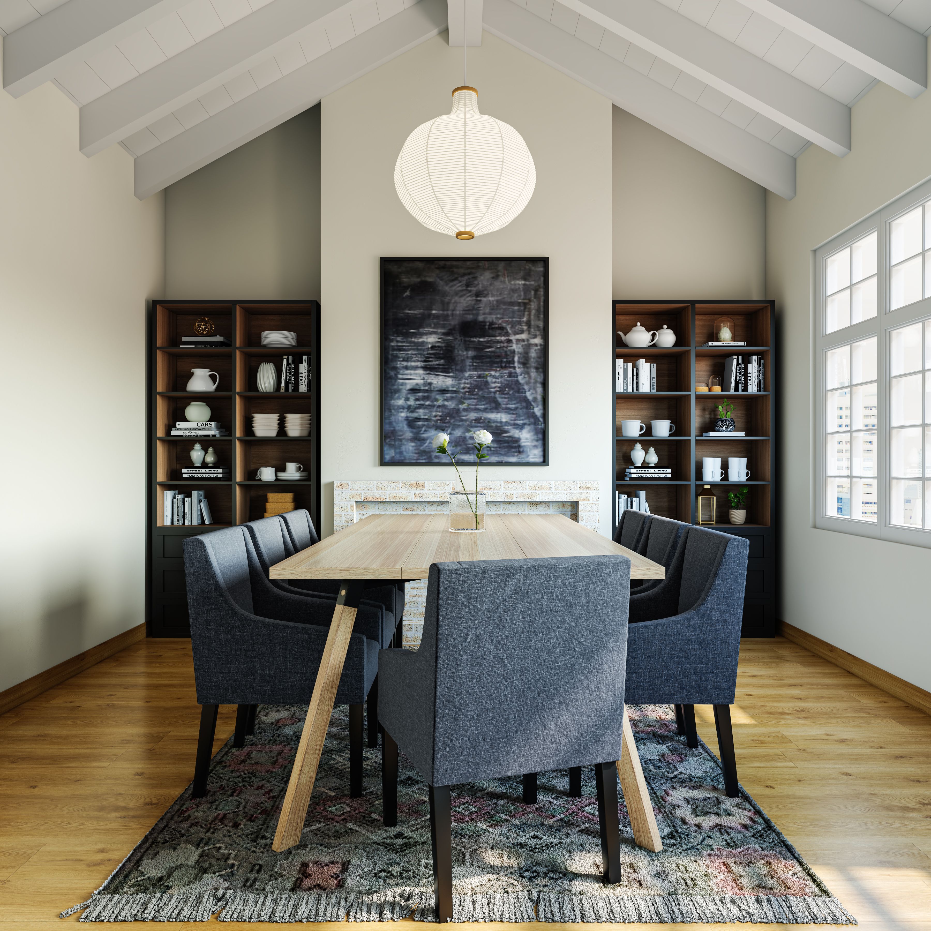 Contemporary Dining Room Design With Two Crockery Units