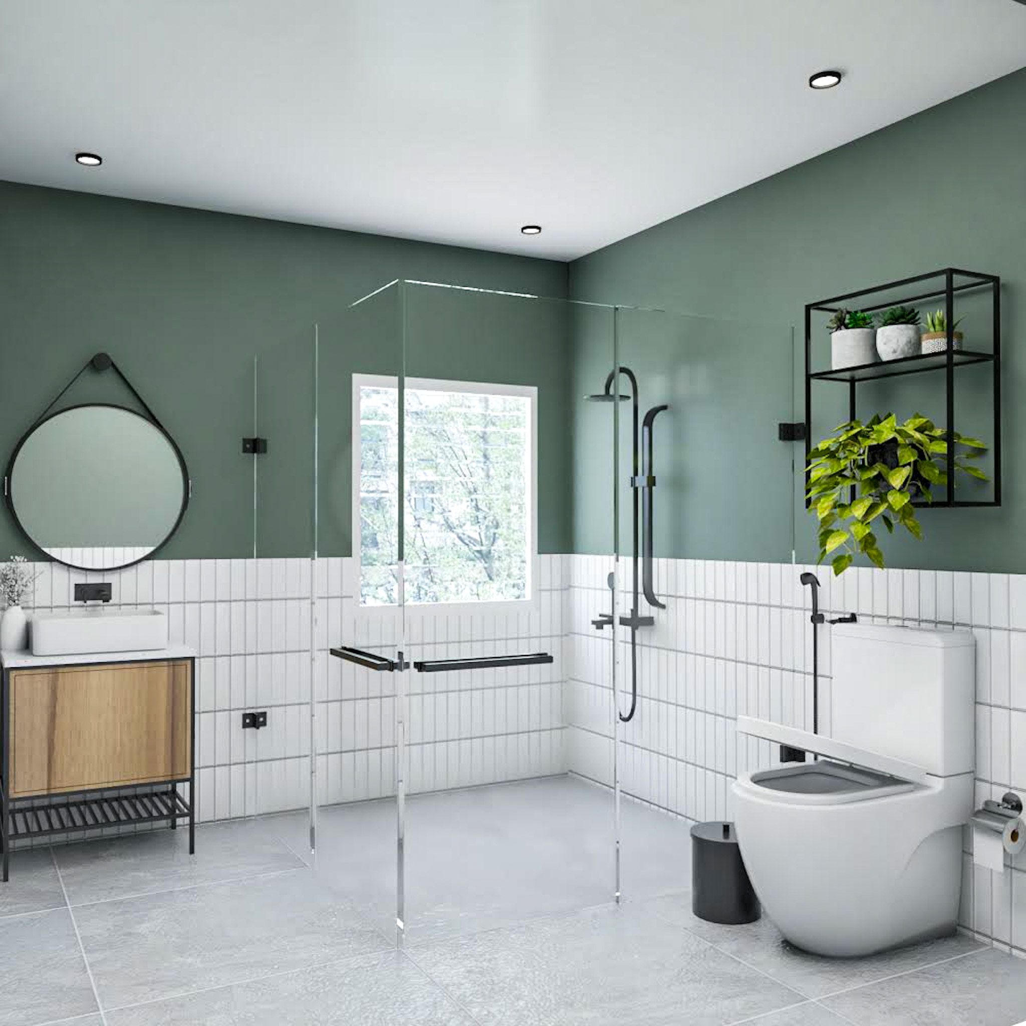 Modern Olive Green Wall Paint Design For Bathrooms