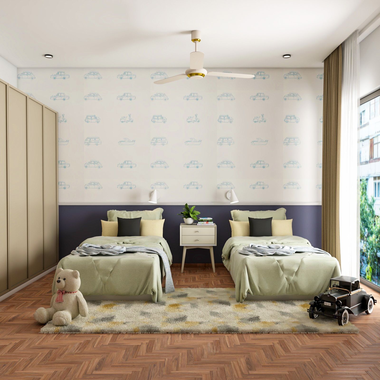 Kids Room Design With A Car Themed Wallpaper Livspace   Img 8363 1 1683098936 BQXbg 