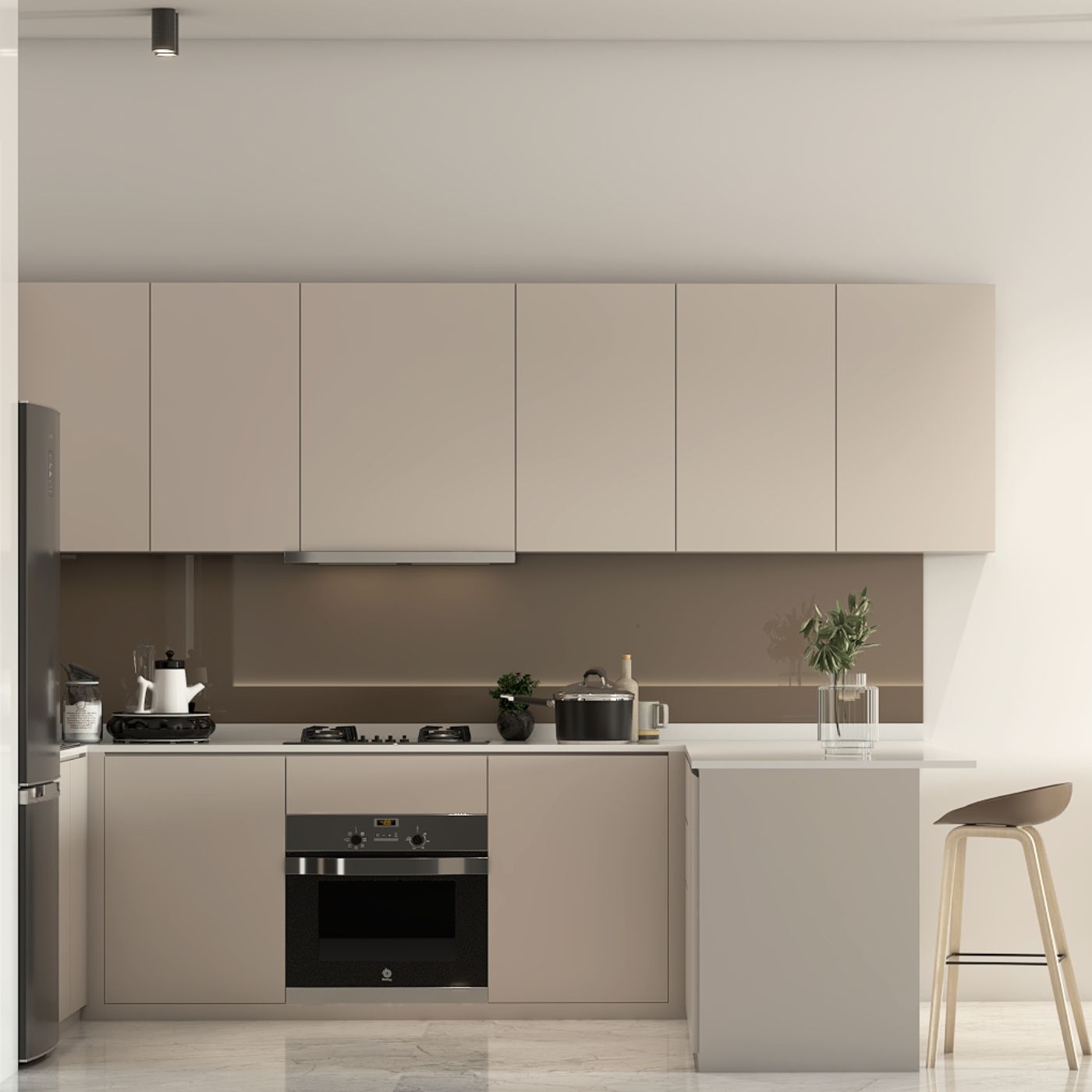 Modern Open Kitchen Design With A Quartz Countertop
