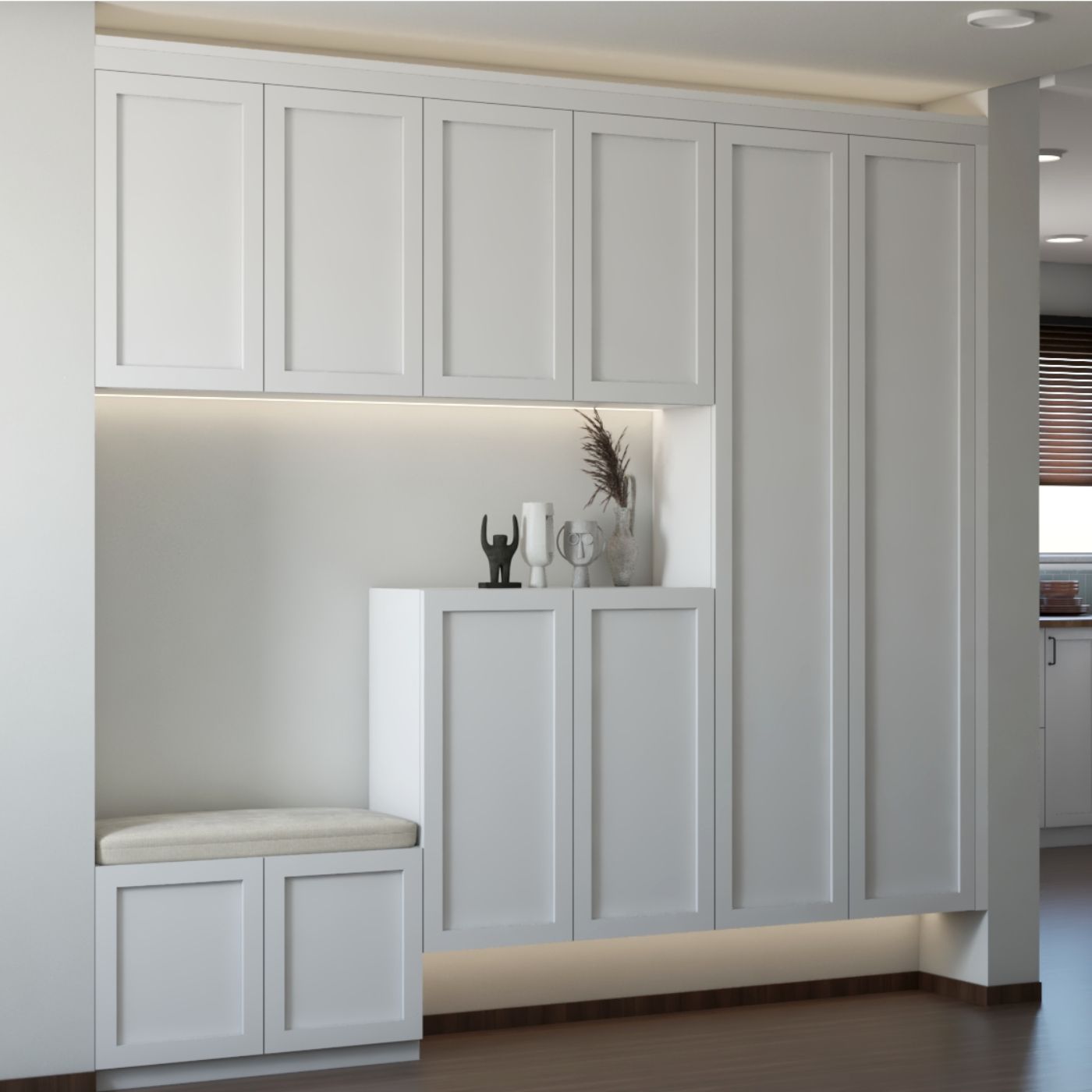 Minimal White Laminate Design For Storage Cabinets